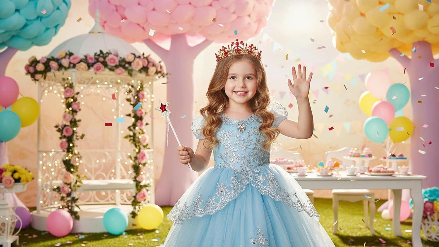 Vovii Tiaras for Girls Princess Crown Headband Birthday Queen Colorful Rhinestone Shiny Multicolor Tiara for Women Princess Decoration - Green image number 3