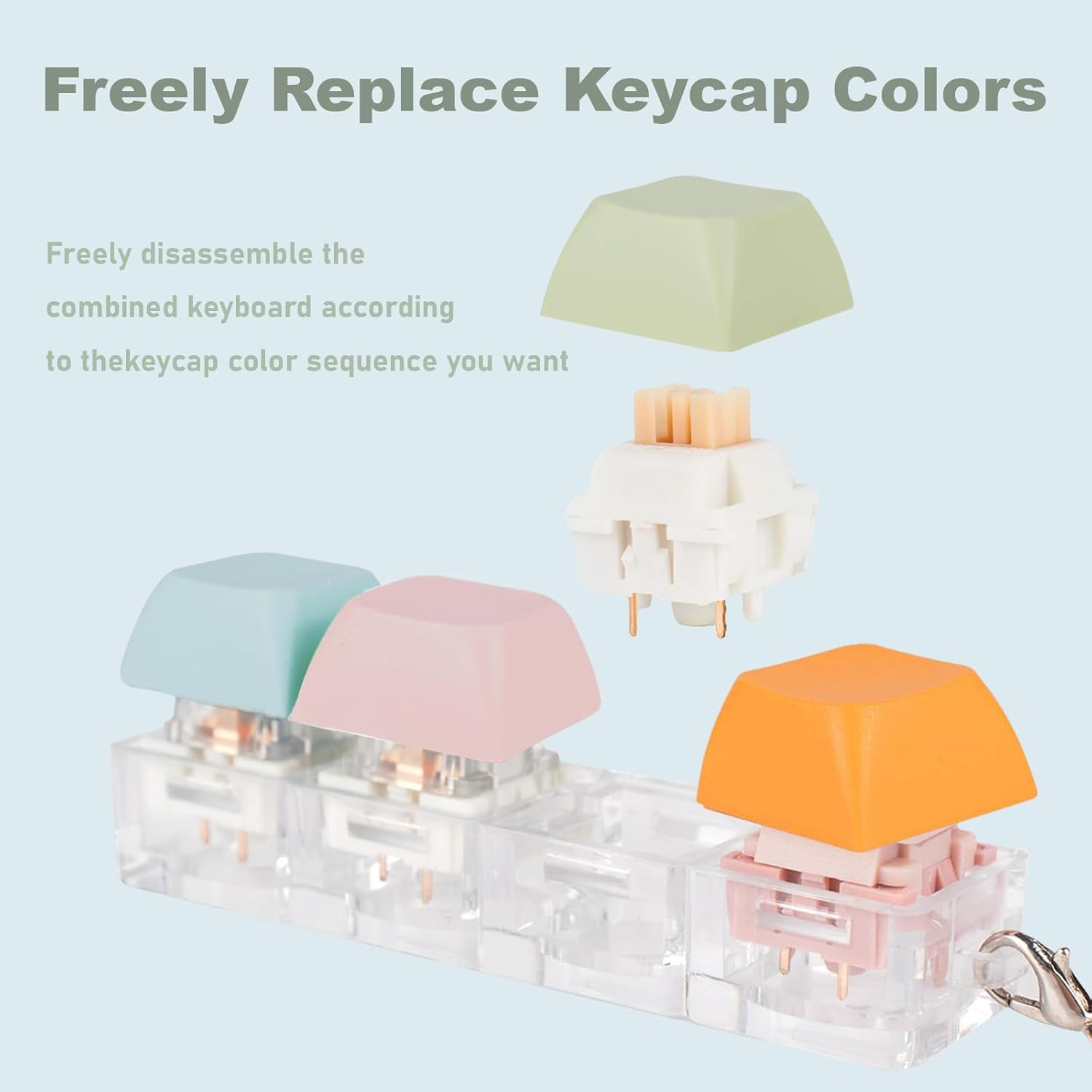 4 Pcs Keyboard Fidget Toy, Keyboard Fidget, Fidget Toys Keychain Keyboard 4 Keys Keyboard Decompression Toys Keyboard Keychain Toys Finger Keyboard Caps Toy to Relief Stress Pass the Time (4 Colors) image number 3