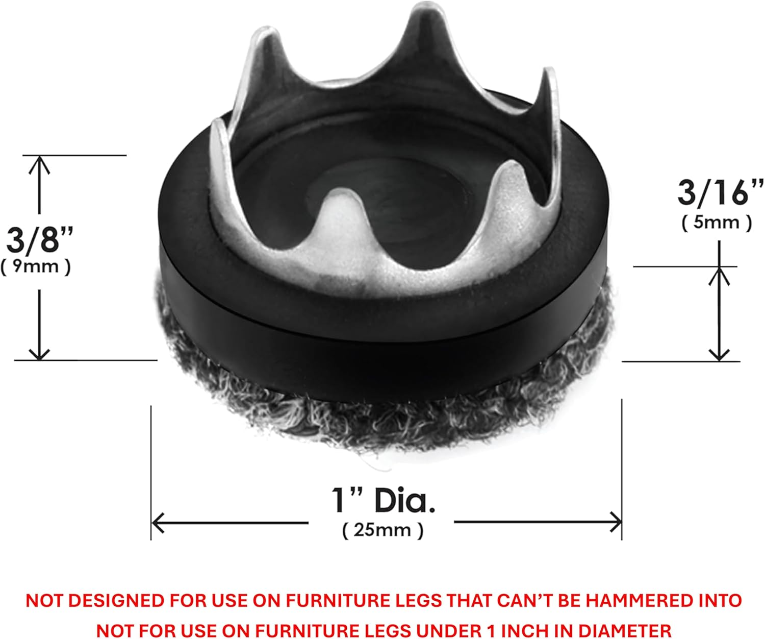 Gorilla Outdoor 25Mm Furniture Feet Floor Protectors/Weatherproof Berber Glides (Set of 8) Tap on Furniture Pads Guaranteed to Stay On, for Outdoor & Indoor Use image number 6