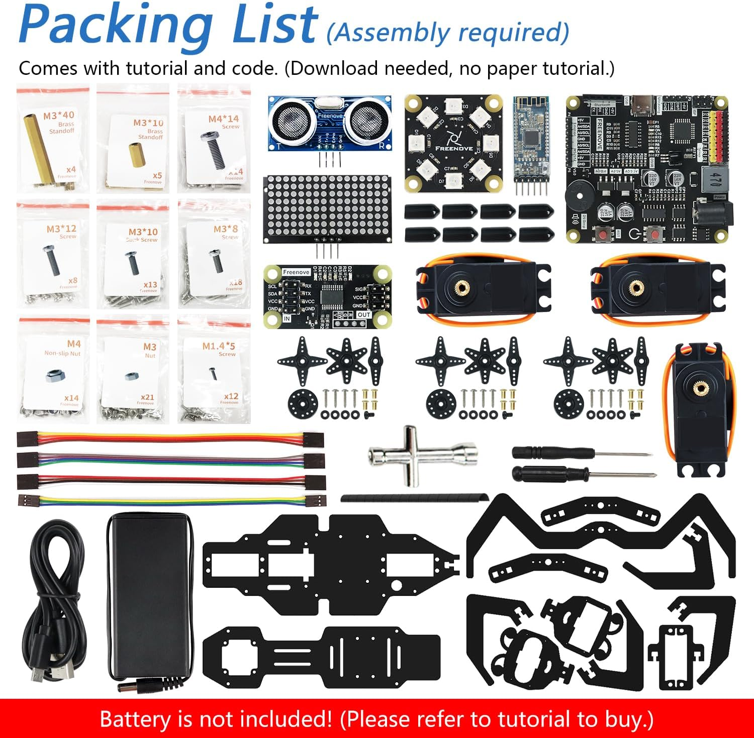 Freenove Robot Ant Kit (Compatible with Arduino IDE), Dot Matrix Expressions, Obstacle Avoidance, Wireless Control App, Ultrasonic Sensor Servo image number 6