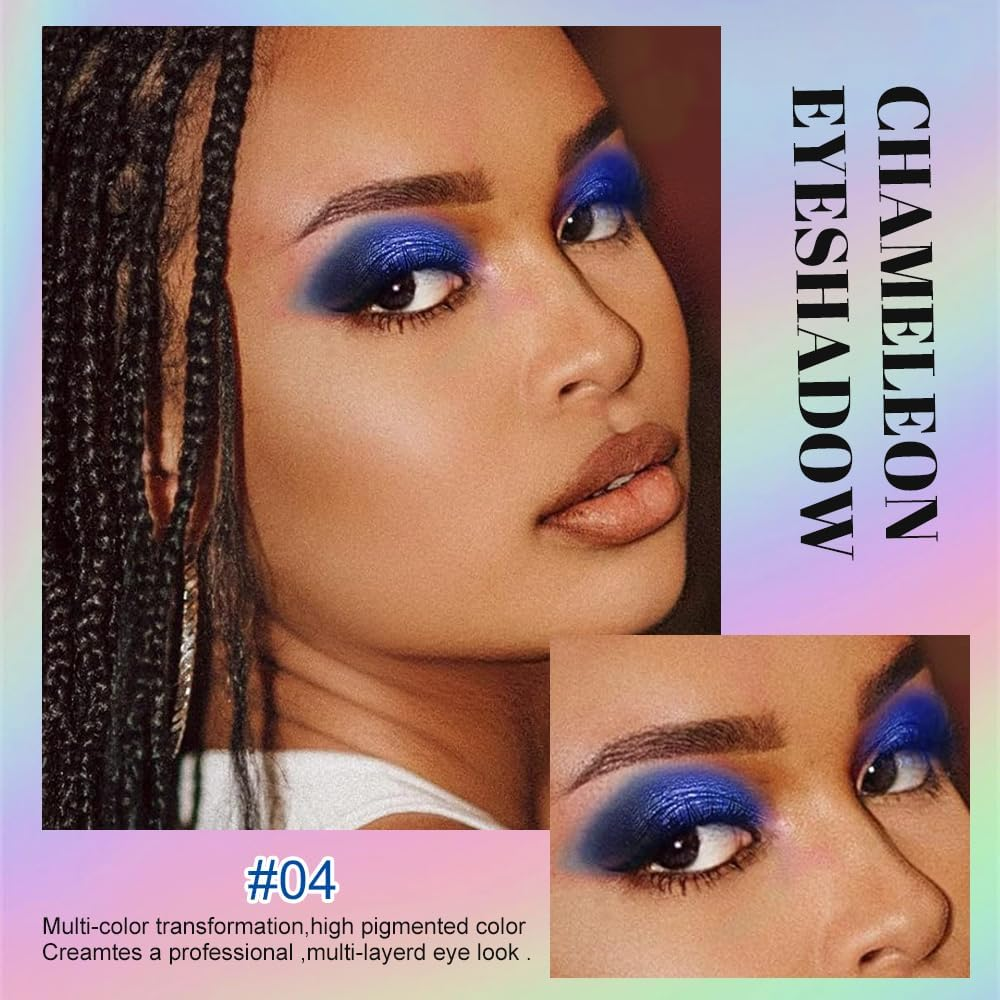 VERONNI Chameleon Eyeshadow,3Colors Liquid Metallic Eyeshadows Color Shifting, Holographic Glitter Multichrome Eye Shadow High Pigmented, Long Lasting and Smudge Proof (#02+04+06) image number 6