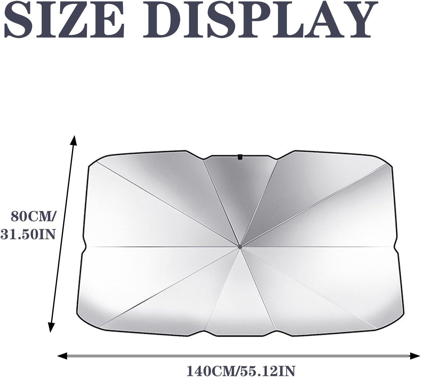 Premium Car Windshield Sunshade Umbrella, Foldable 5 Layers UV Block Coating Car Sunshade for Front Windshield Heat Insulation, Universal Fit for Sedans and Suvs, Windshield Cover Silvery