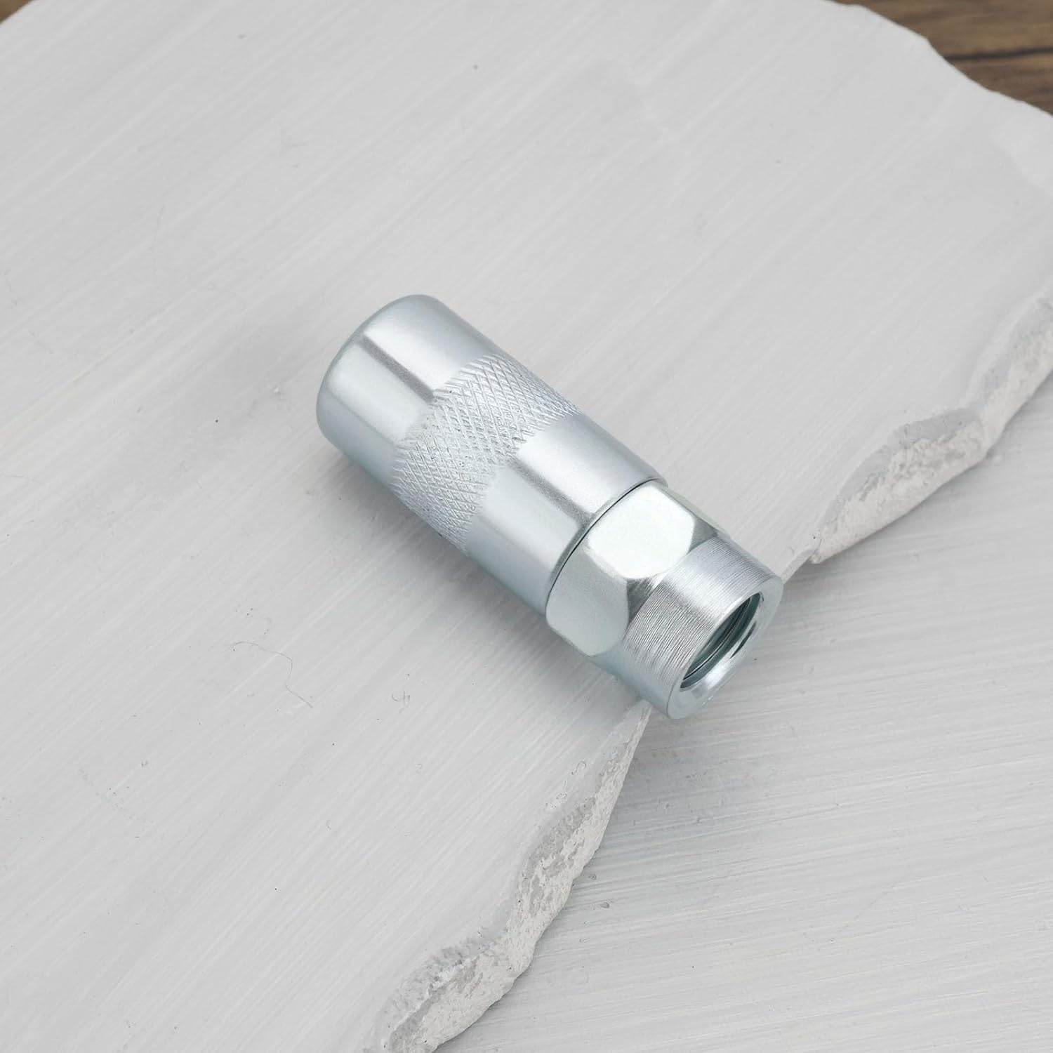 Ecsing 2PCS Grease Gun Couplers Compatible with Milwaukee 2446-20 2646-20 2646-21CT 2646-22CT 49-16-2649 Connection 1/8 Inch FNPT Internal Thread 1/8-27 Inch NPT Silver image number 5