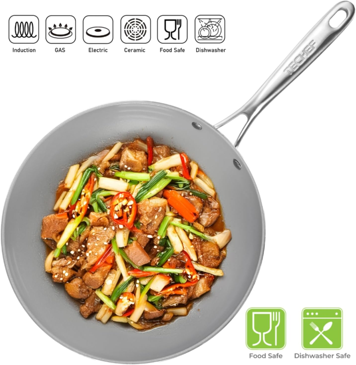 TECHEF Ceraterra 12 Ceramic Nonstick Wok/Stir-Fry Pan, (PTFE and Pfoa Free Ceramic Exterior & Interior), Made in Korea (12-In) image number 6
