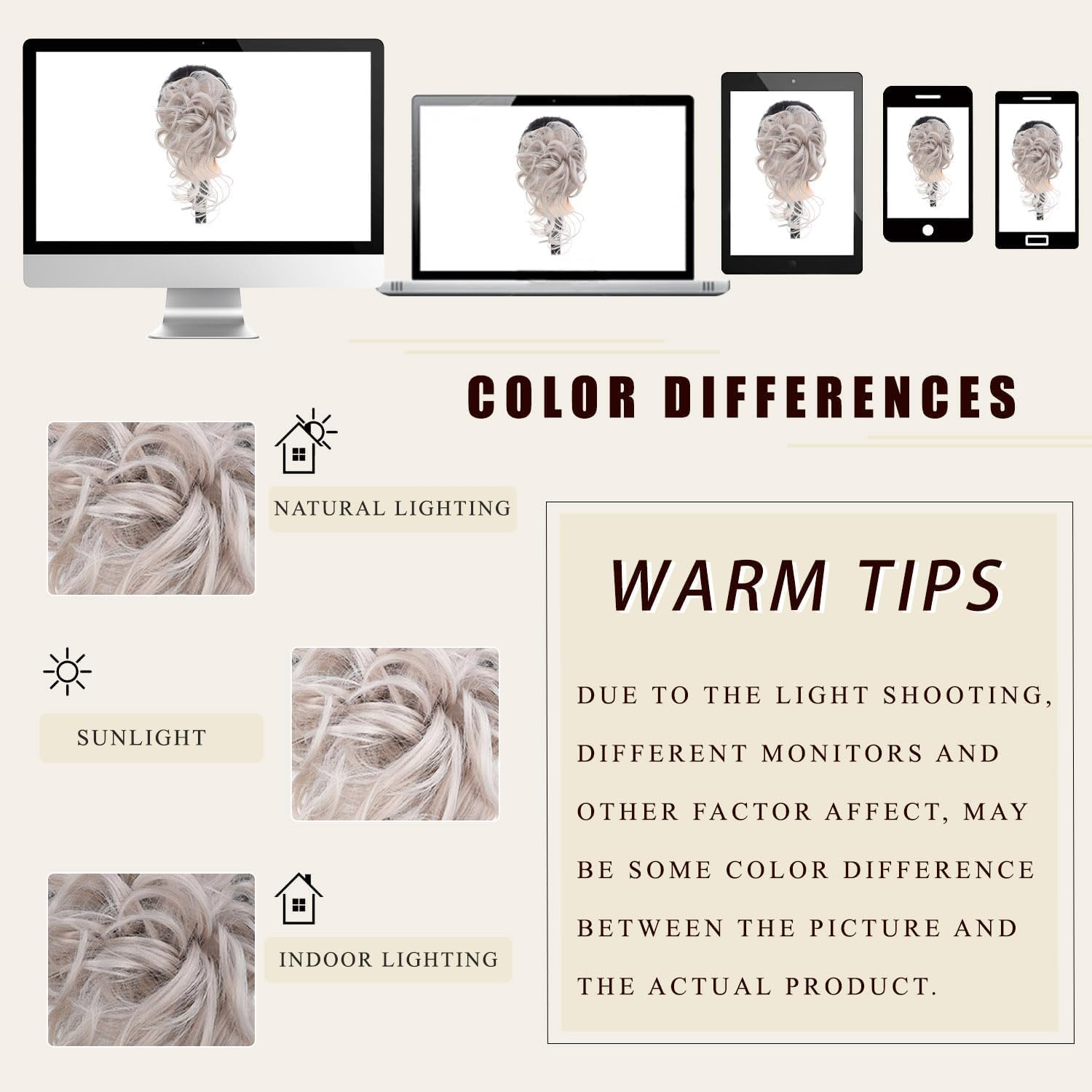 Messy Bun Hair Piece Claw Clip Synthetic Chignon Tousled Updo with Tendrils Hair Extensions Hair Bun Curly Wavy Faux Hair Bun Hair Scrunchies Hair Accessories for Women (Black Mix Medium Ash Brown) - Brown Mix Light Brown image number 3