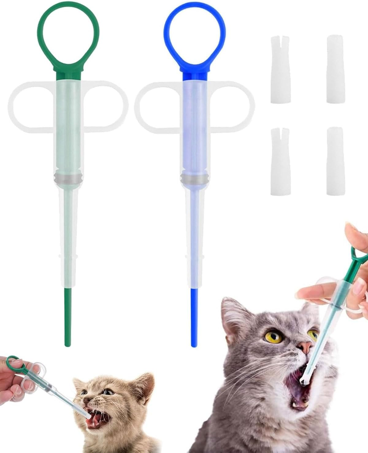 JUKOTA Pack of 2 Pill Dispensers Cat Dogs Pet Feeder Pill Dispenser for Cats Pill Assist Cat Pill Dispenser Cat Pet Pill Launcher Reusable Pusher Tablet