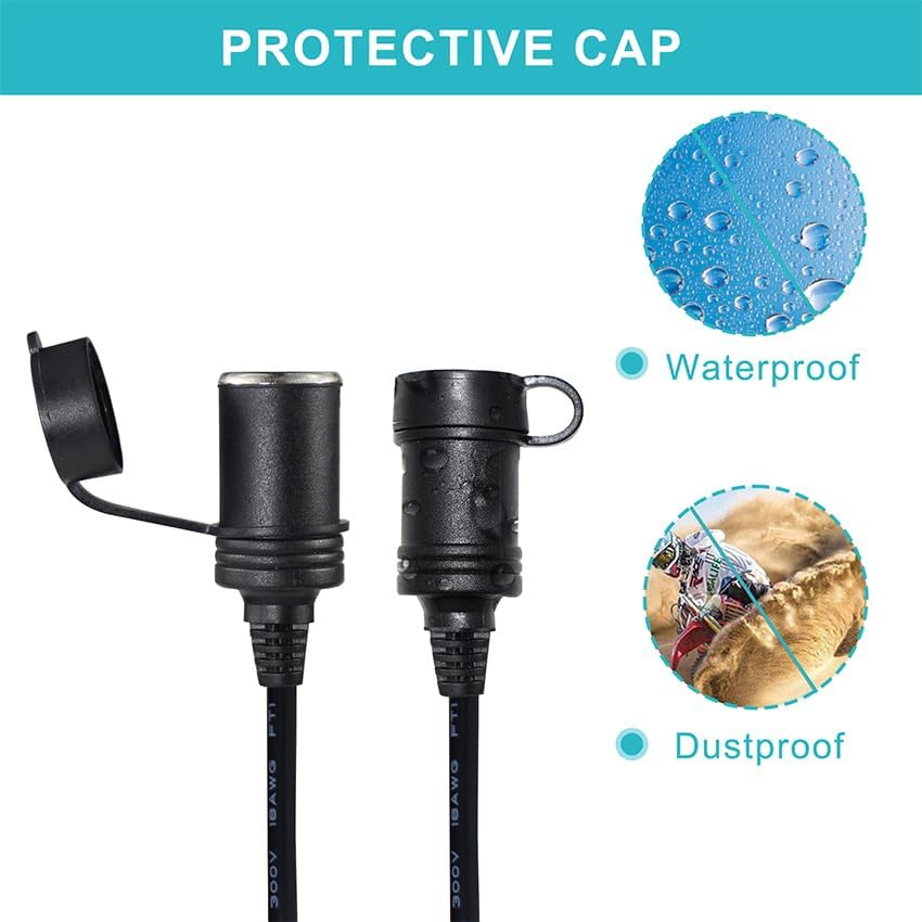 12V Cigarette Lighter Plug with Switch on off Male to Female Socket Extension Cable 3FT 2464 18AWG/2C image number 5