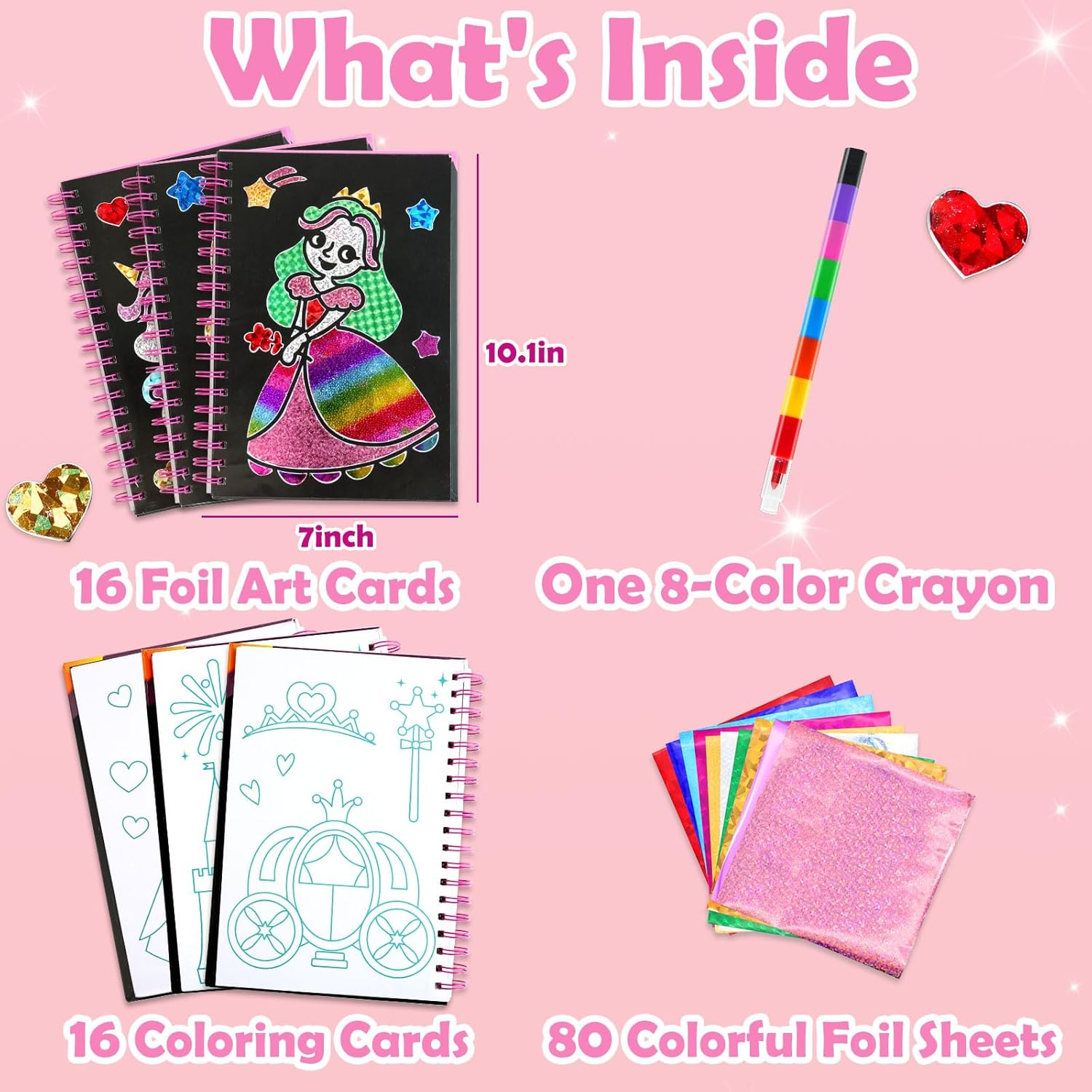 FUNNYB&G Foil Art Craft Activity for Kids - Girls Gift Crafts for Kids Fun Art Supplies DIY Creative Travel Toy, Birthday Gift Party Favor Toys for Girls Boys 4 5 6 7 8 9 Years Old