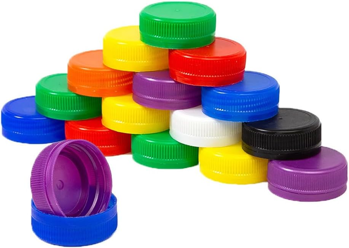 POPETPOP 200Pcs Bottle Cap Bottle Lid Bottlecaps Decor Bottles and Caps Embellishments Caps Stoppers for Bottles Milk Bottle Tops Decked Kids Crafts Child Bottle Stickers Plastic Flat