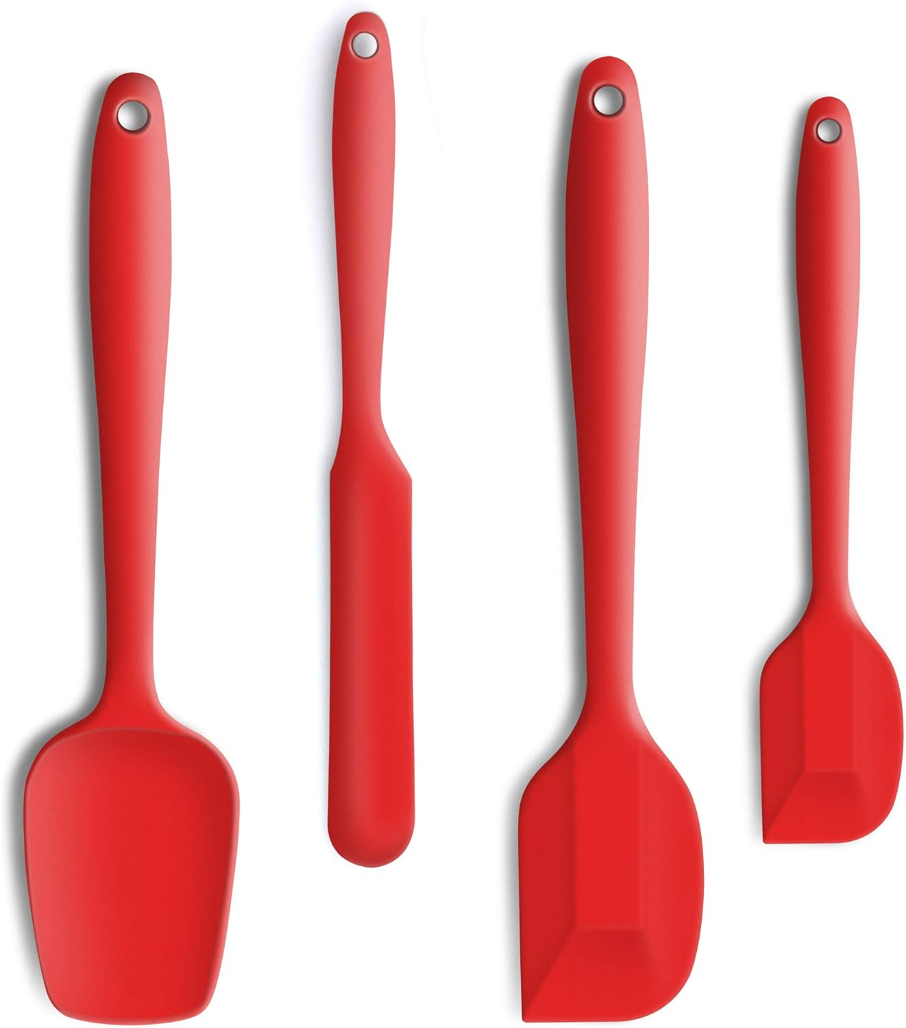 Non-Stick 4-Piece Silicone Spatula Set, High Heat-Resistant Good Grips Rubber Spatulas with Stainless Steel Core, Red image number 4