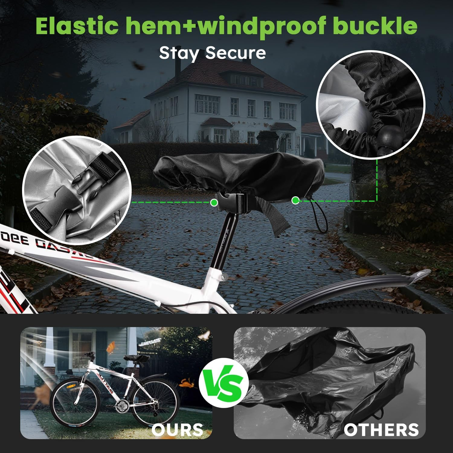 Waterproof Cover for Bicycle Saddle &ndash; 2 Pack Bike Seat Rain Cover, Bike Seat Cover Waterproof for Ebike, Road & Mountain Bicycle Seats, Rainproof Cushion Protector, 23X21Cm image number 3