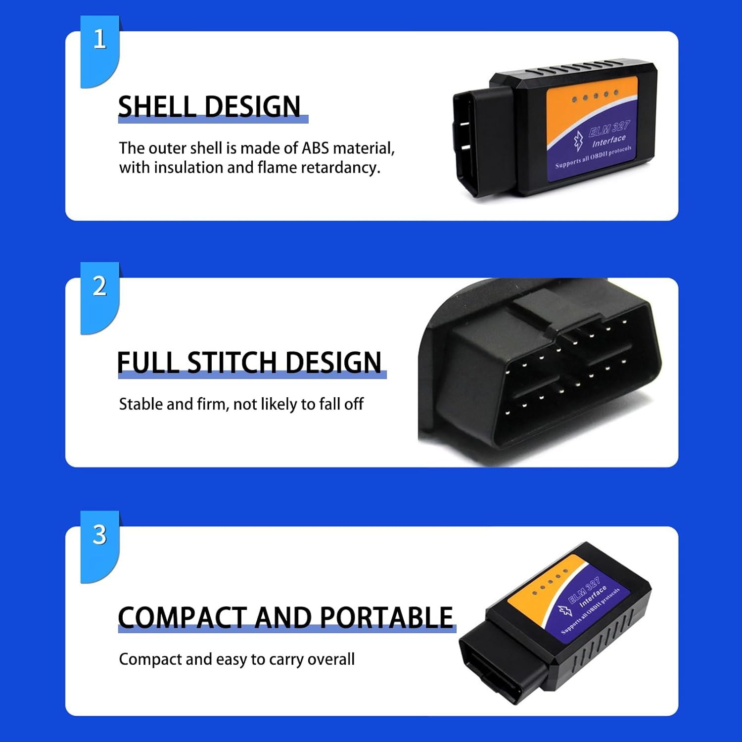 OBD2 Scanner BLUETOOTH ELM327 OBDII Car Diagnostic Scan Tool Engine Fault Code Reader - Professional OBD2 Scanner Bluetooth Device for Iphone Ipad Android,Car Diagnostic Tool with App Support image number 2