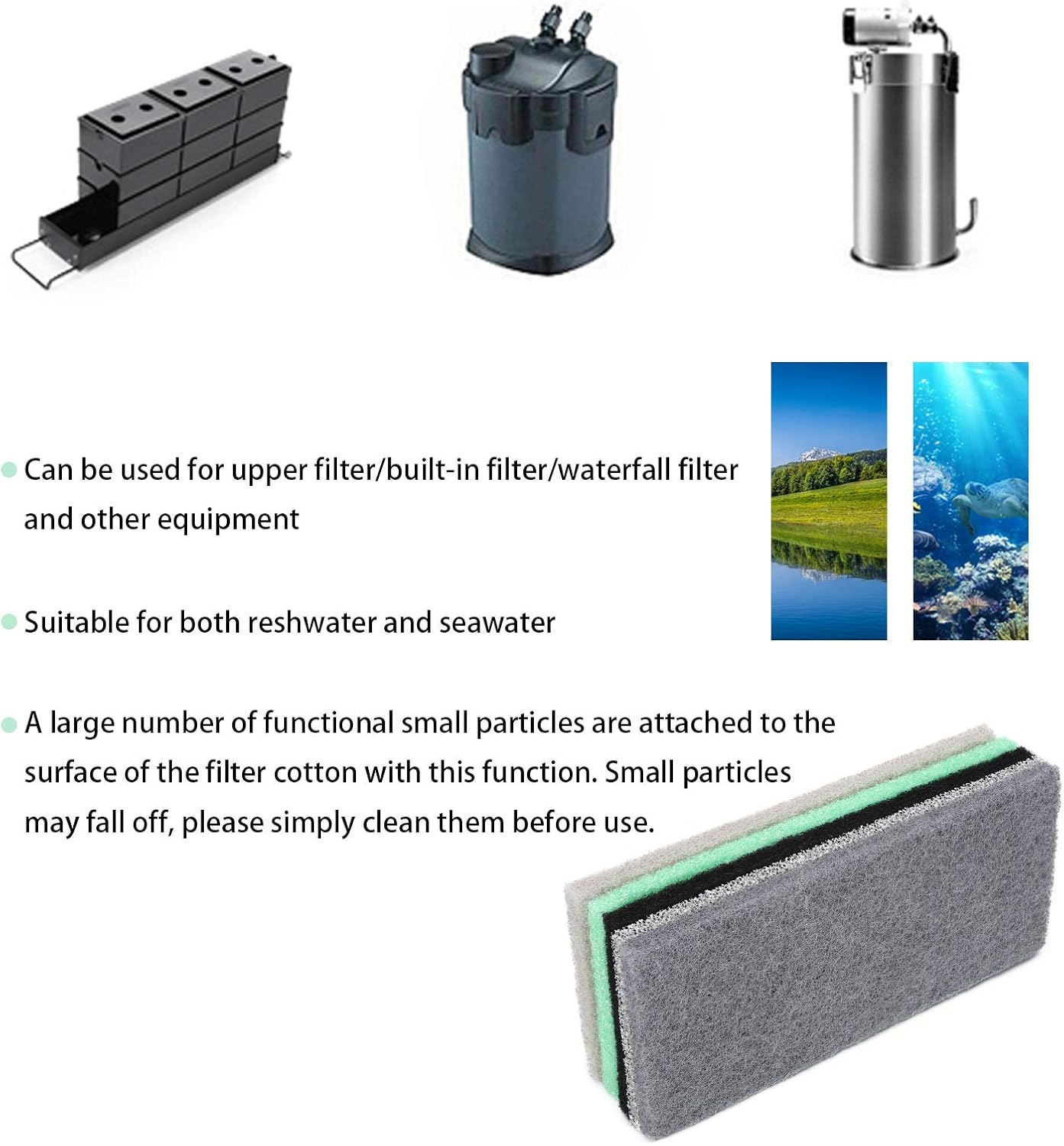 Tnfeeon Filter Wool Floss for Aquarium Functional Aquarium Biochemical Filter Sponge Fish Tank Foam Media Pad