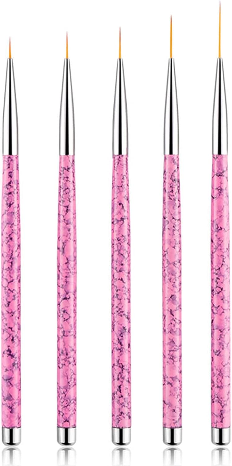 Sularpek Nail Art Liner Brushes, 5 Pcs Nail Painting Brush Pen, Professional Detail Painting Pens Kit for Salon at Home DIY Manicure (Pink) image number 5