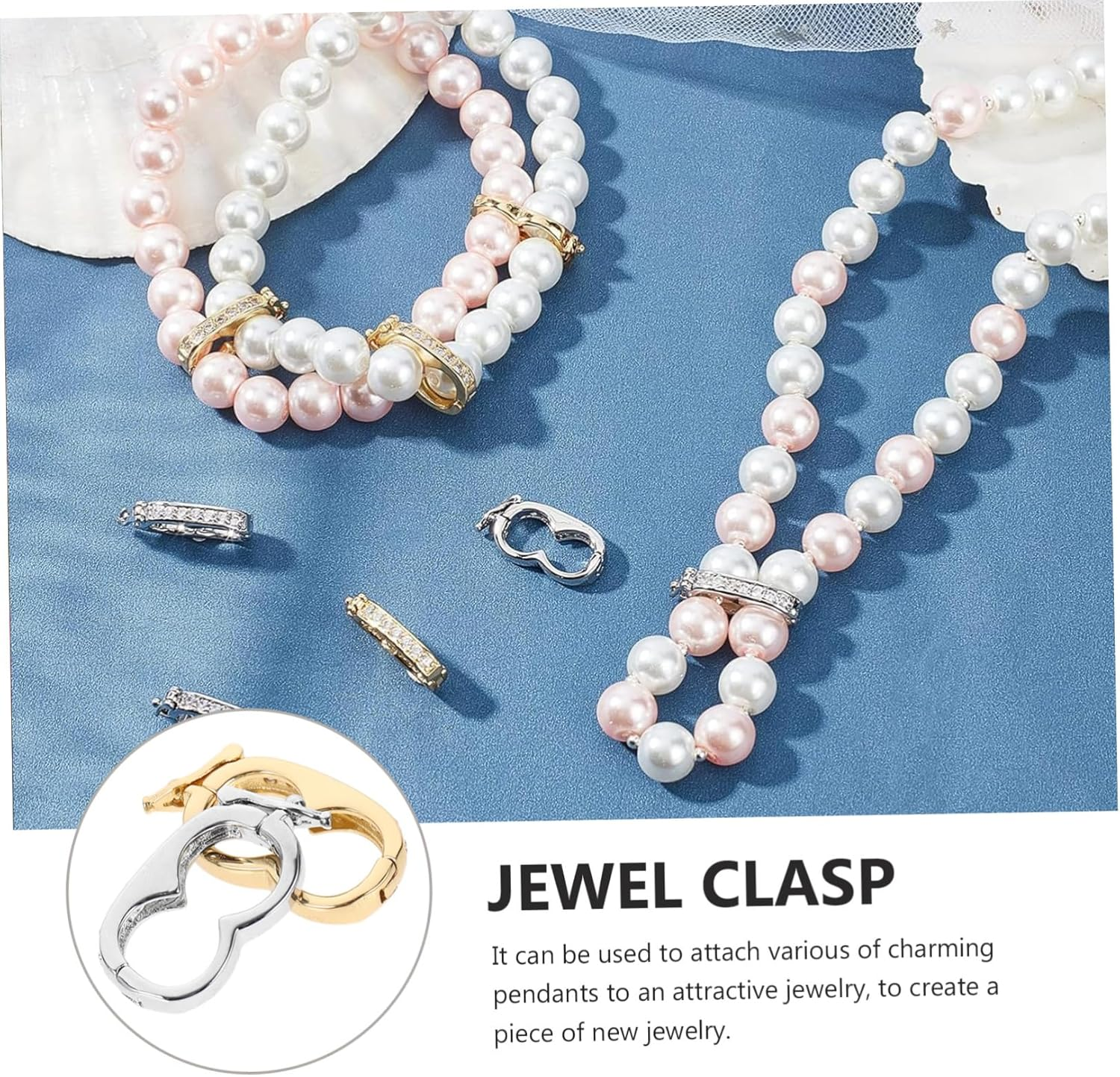 AUTSUPPL 2Pcs Pearl Necklace Shortener Clasps for Layering Adjustable Necklace Separator Clasps Jewelry Making Accessories for Pearl and Bead Necklaces image number 6