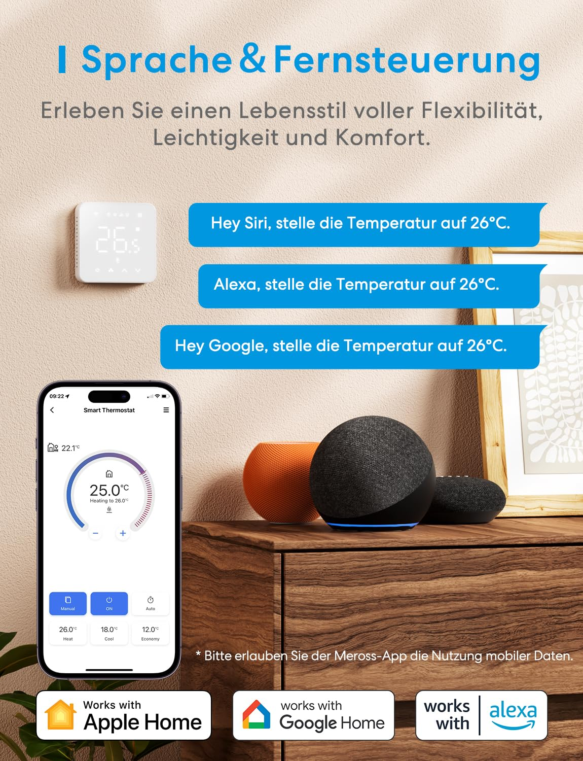 Smart Thermostat Boiler WLAN Heating Thermostat Digital Wifi Room Thermostat Intelligent Wall Thermostat Underfloor Heating Thermostat for Homekit, Siri, Google, Alexa Voice Failure, Remote Control, LED image number 3