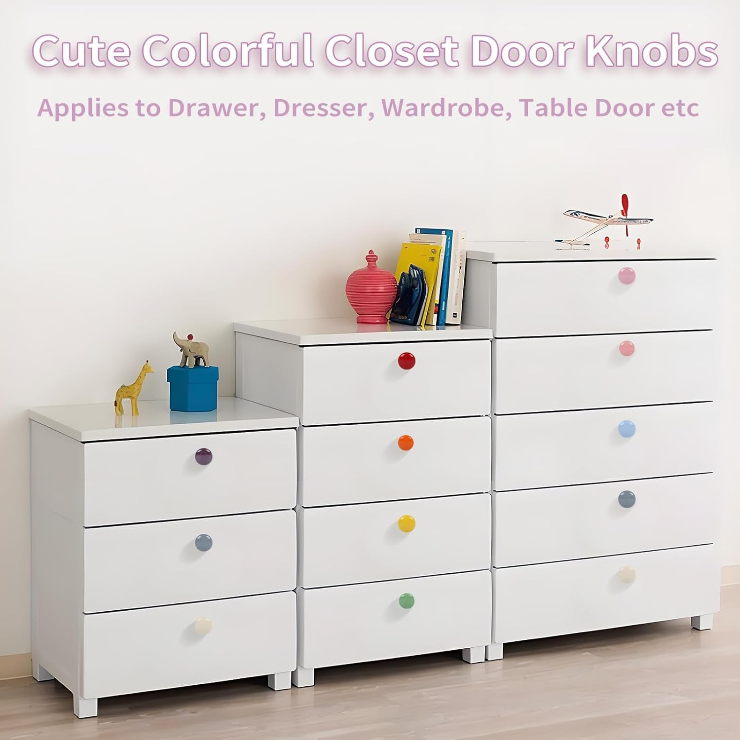 10X Colorful Door Knob Cabinet Retro round Ceramic Drawer Cupboard Kitchen Dresser Pull Handle Knobs 32Mm/1.25" (Ivory,Red, Orange,Green, Yellow, Blue,Pink,Pale Pinkish, Purple, Grey) image number 4