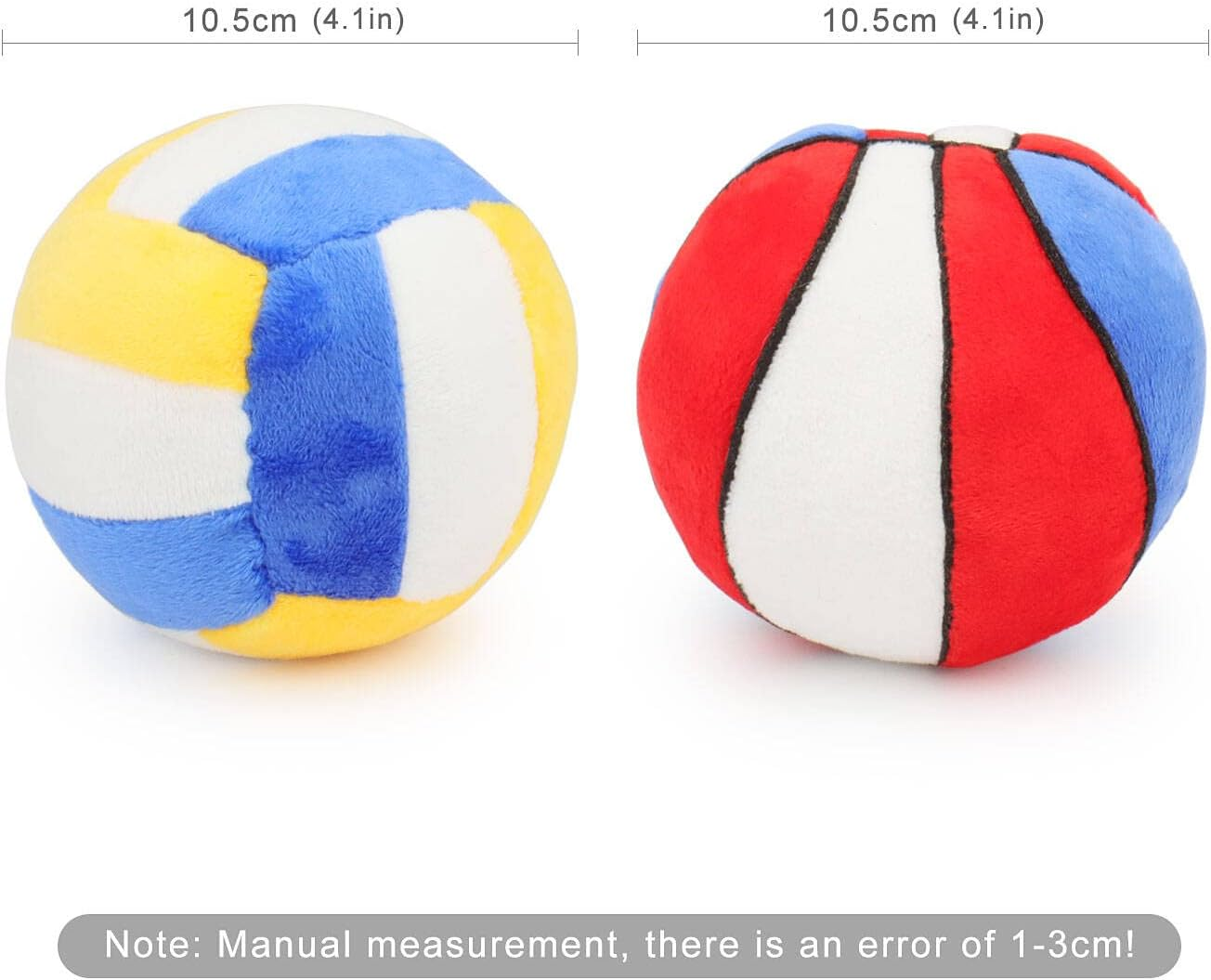 2PCS Interactive Dog Toys Dog Balls Suitable for Small and Medium Dogs, Squeaky Plush Dog Toys, Puppy Teething Chew Toys, Dog Christmas Birthday Gifts, Pet Dog Basketball Volleyball image number 2