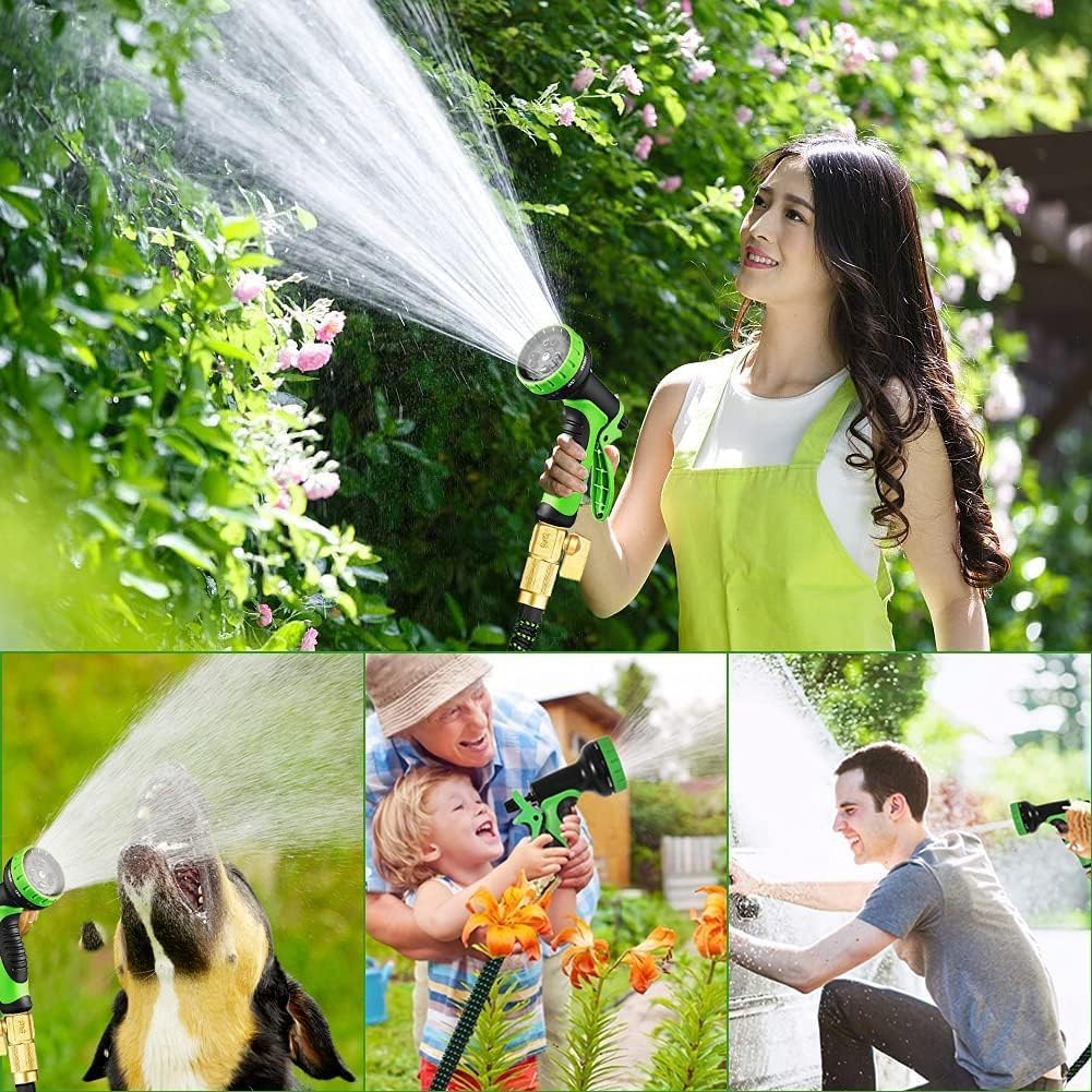 Cyperever 150Ft Expandable Garden Hose with 10-Pattern Nozzle & High-Pressure Black Spray Gun, 3/4" Brass Connector & Storage Bag, Retractable Water Hose High Pressure for Car Wash & Lawn Watering image number 5