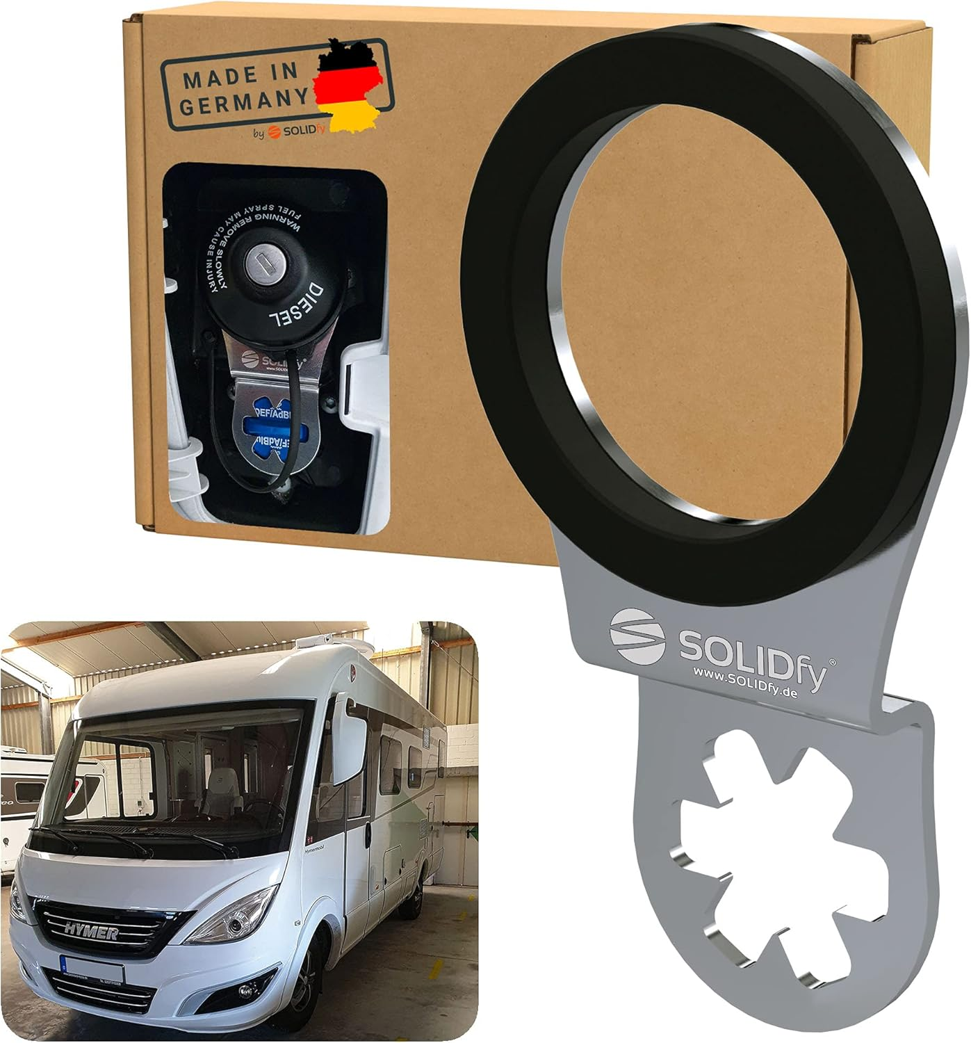 Solidfy&reg; - Adblue Stainless Steel Lock for Hymer Fully Integrated (Suitable For: Fiat Ducato, Citroen Jumper, Peugeot Boxer)