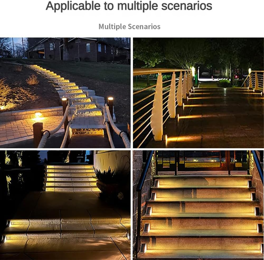 Solar Stair Lights, Dusk to Dawn Step Lights, IP67 Waterproof Outdoor Deck Lights Decoration Lights for Yard, Patio, Garden, Walkways, Front Door, Pathway, Driveway (Warmwhite 6 Pack) image number 6