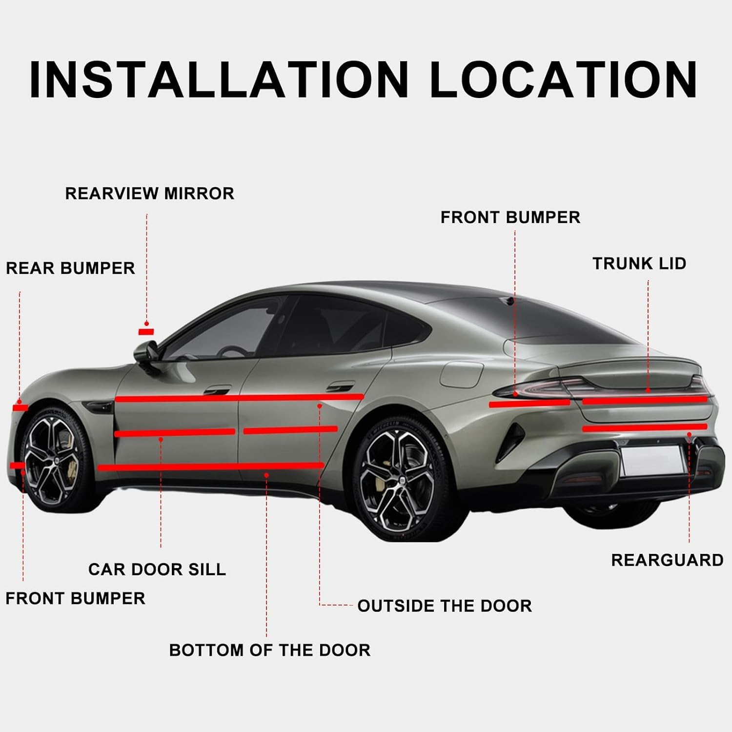 Universal Car Door Edge Guard Door Sill Protector, Automotive Anti-Collision Strip for Car Door Edge/Front and Rear Bumper/Door Sill Protector, Fits for Most Car, Black (5Cmx10M / 2In X 33Ft)