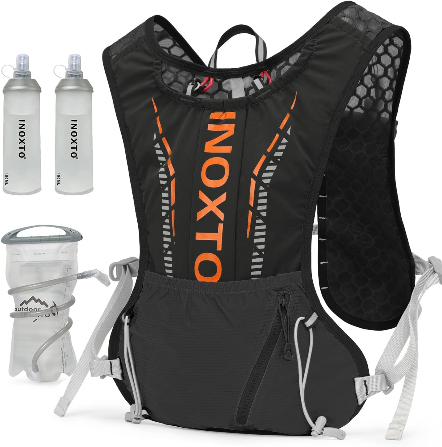 INOXTO Hydration Vest Backpack,Lightweight Water Running Vest Pack with 1.5L Water Bladder Bag Daypack for Hiking Trail Running Cycling Race Marathon for Women Men
