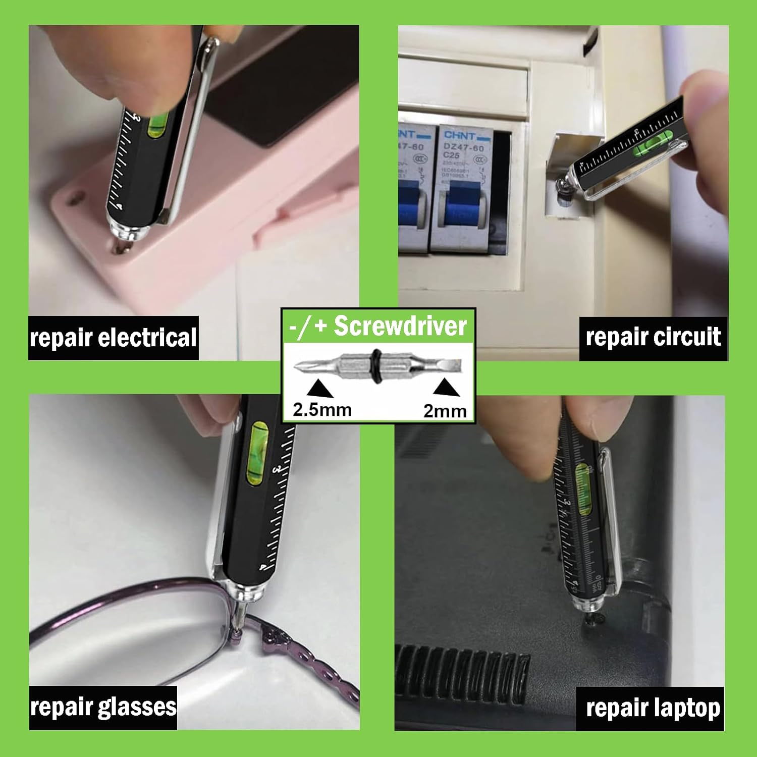 Zvorgath Multitool Pen Set - 6 in 1 Touchscreen Stylus, Ruler, Level, Screwdriver Set, Ballpoint Pen, Elegant Gifts for Men, Dad, Husband, Grandpa, Teacher (Black) image number 1