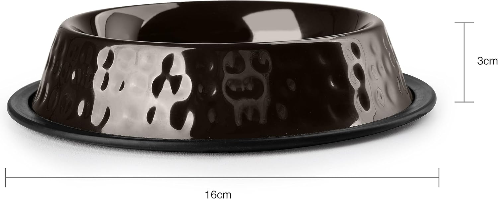 Stilgut Feeding Bowl for Dogs and Cats, Aluminium 0.2 L, Dog Bowl, Cat Bowl, Water Bowl - Black Hammered