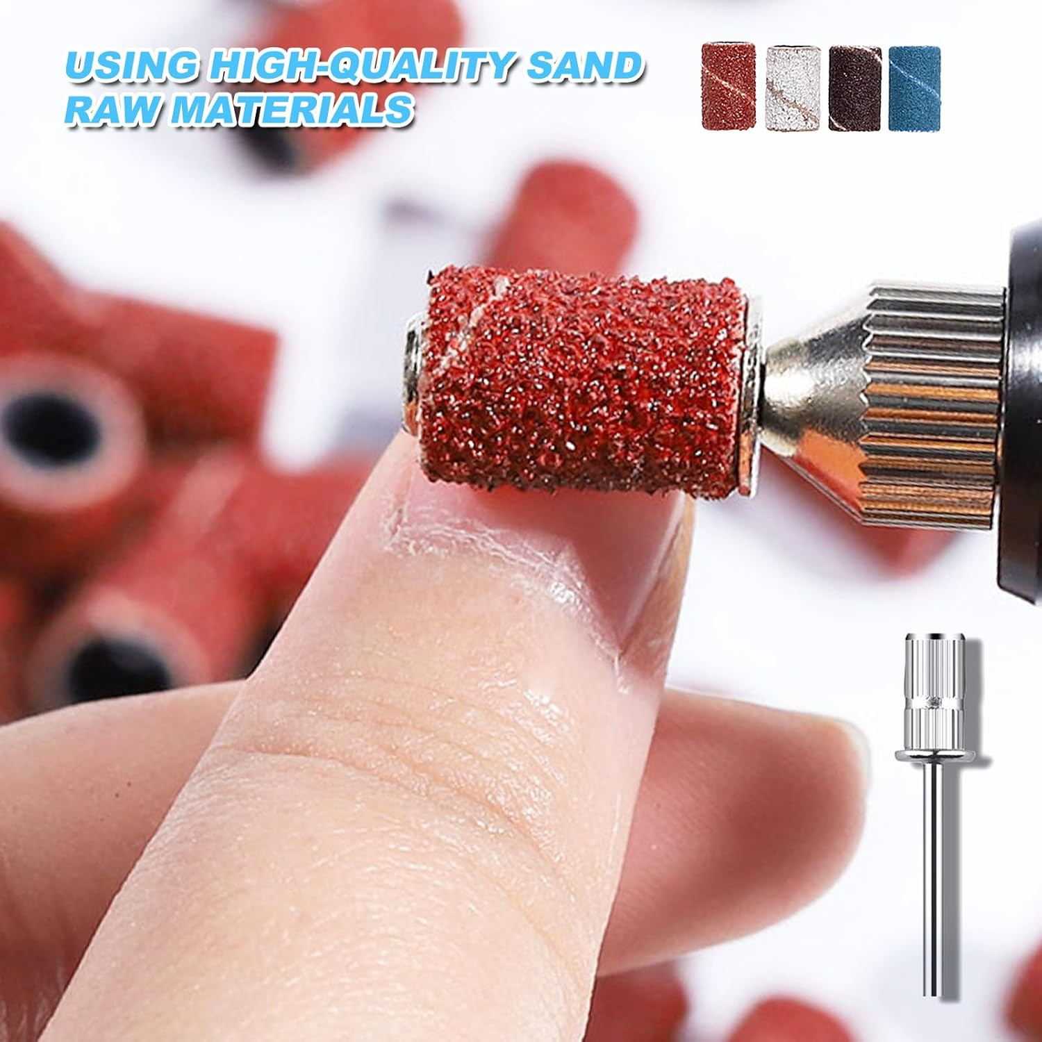 Sanding Sleeves Nail Cutter 200 Pieces Sanding Caps for Nail Cutter 80/120/180/240 Grit Mixed Sanding Belts Set for Gel Nails Manicure image number 6