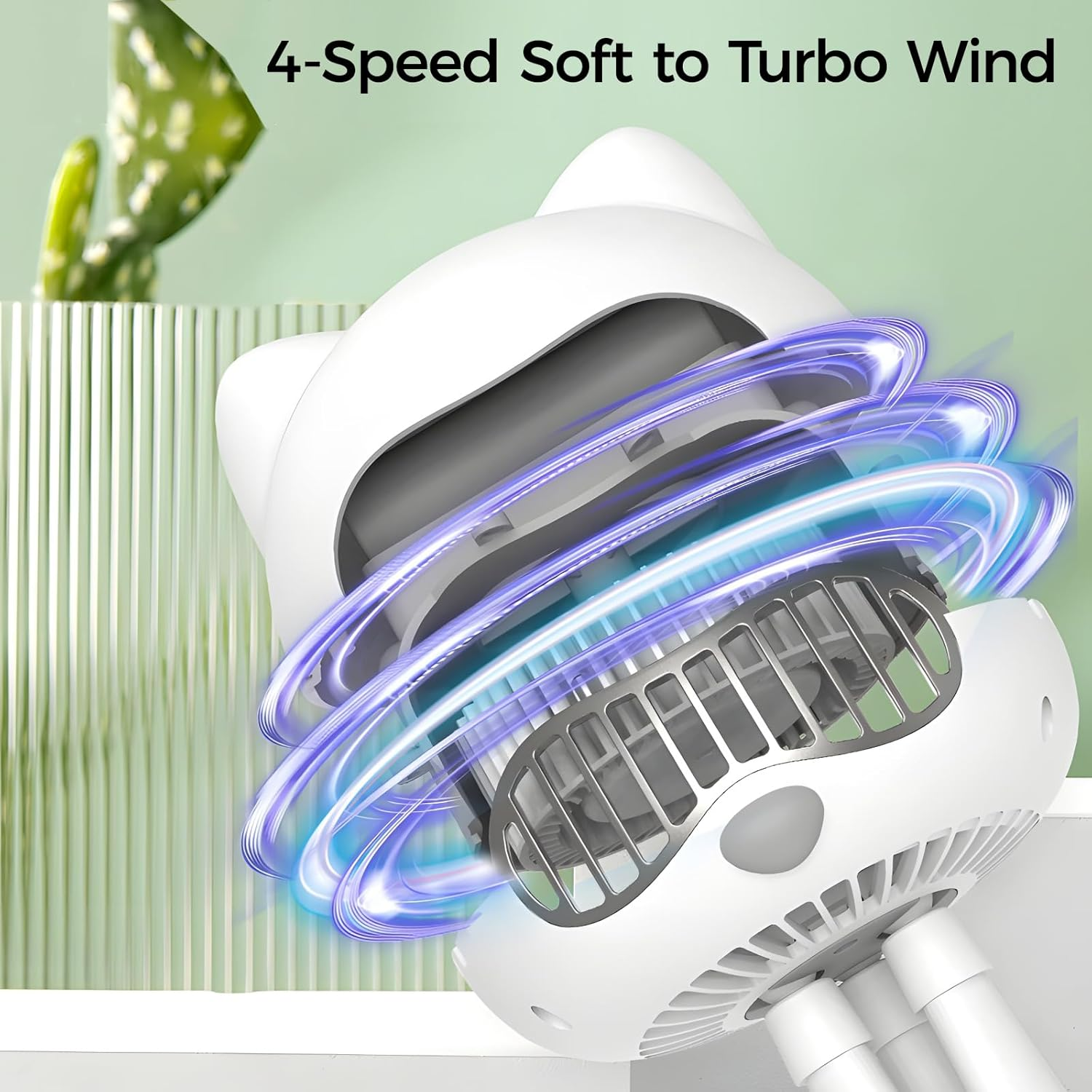 FUNJEO F08 Stroller Fan,Handheld,Table,Powerful 2000Mah Battery USB Rechargeable,Non-Touch Design,Aroma Fan,For Women/Family (Blue) image number 4