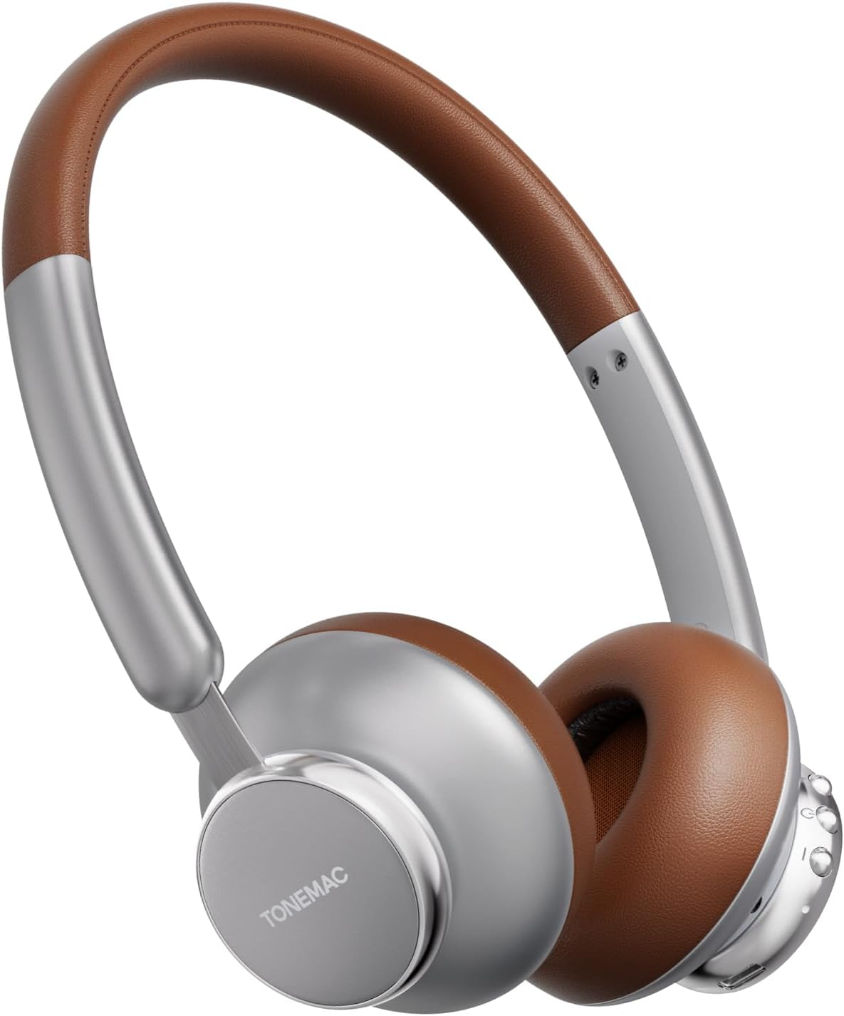 TONEMAC H9 Wireless Headphones, Bluetooth 5.4, Built-In Microphone, 80 Hours Playtime, Brilliant Style, Gaming Mode, Noise Isolation, Retro Rock Style, 36Mm Deep Bass Headsets, Brown image number 5