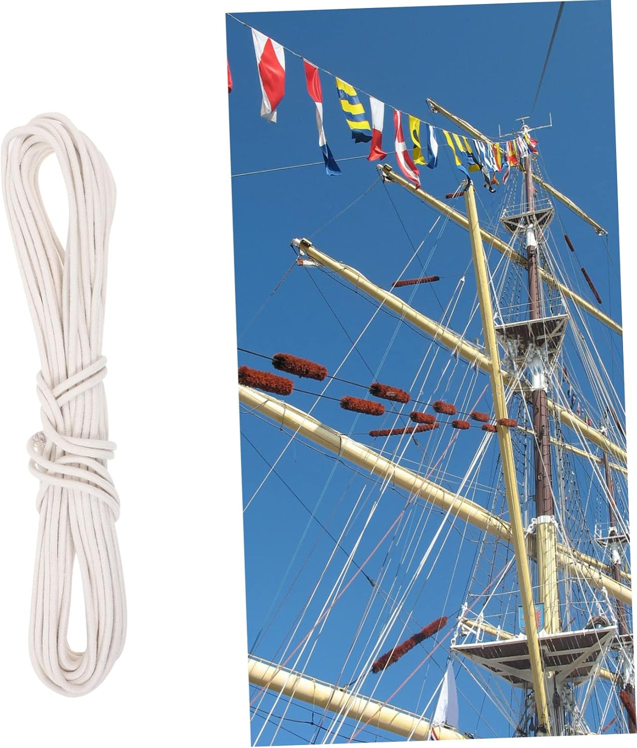 MERRYHAPY Flag Rope 6Mm Cotton Braided for Flagpole Clothesline Camping 20M Length Lightweight Sturdy image number 6