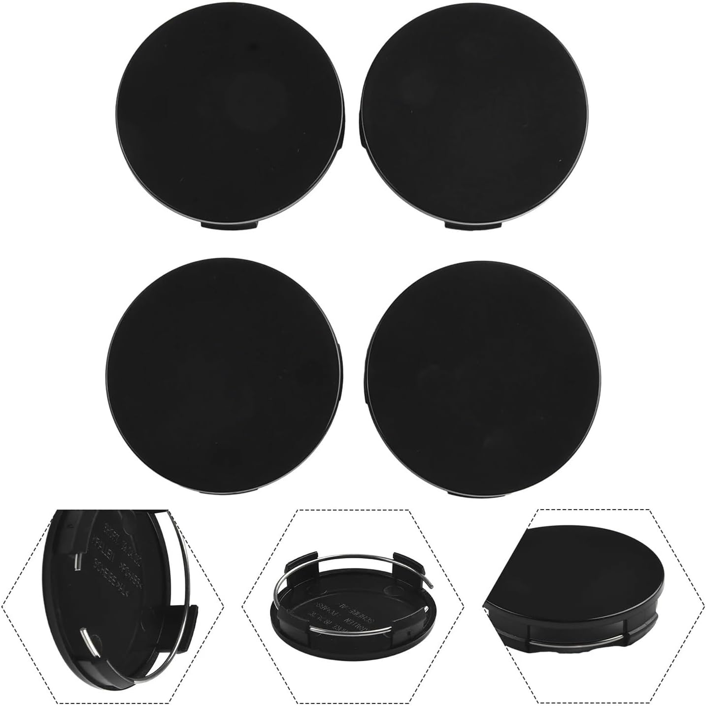 BWPEXZ 4Pcs 65Mm Car Vehicle Wheel Hub Center Cap Cover ABS Black for Most Cars Trucks Wheels Tires Parts Wear Parts