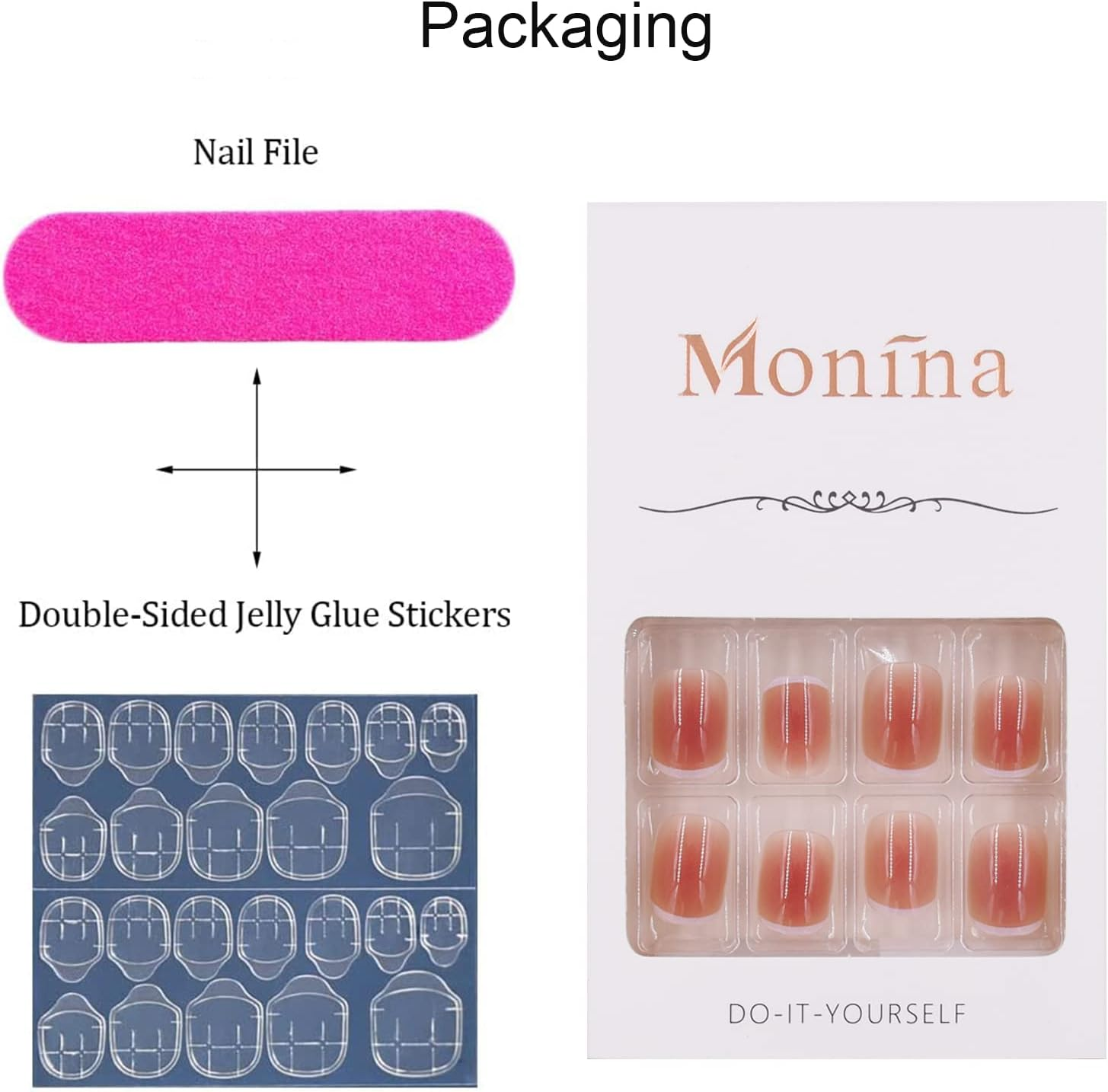 24-PCS French Press on Nails Short Fake Nails Blush Stain False Nails White Edge Fake Nails Burgundy Moose Pattern Fake Nails Glossy False Nails Full Cover Acrylic Nails for Women & Girls image number 1