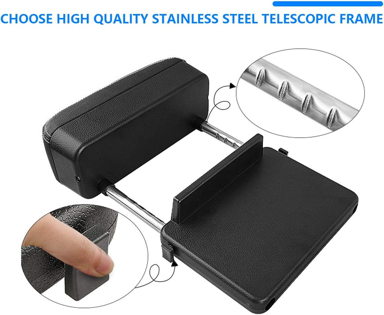 R RUIYA Armrest Box Protector for Universal Auto Car Center Console Armrest Extender General Motors Elbow & Forearm Wrist Rest Support Adjustable Height Comfort Pads (With White Line) image number 3