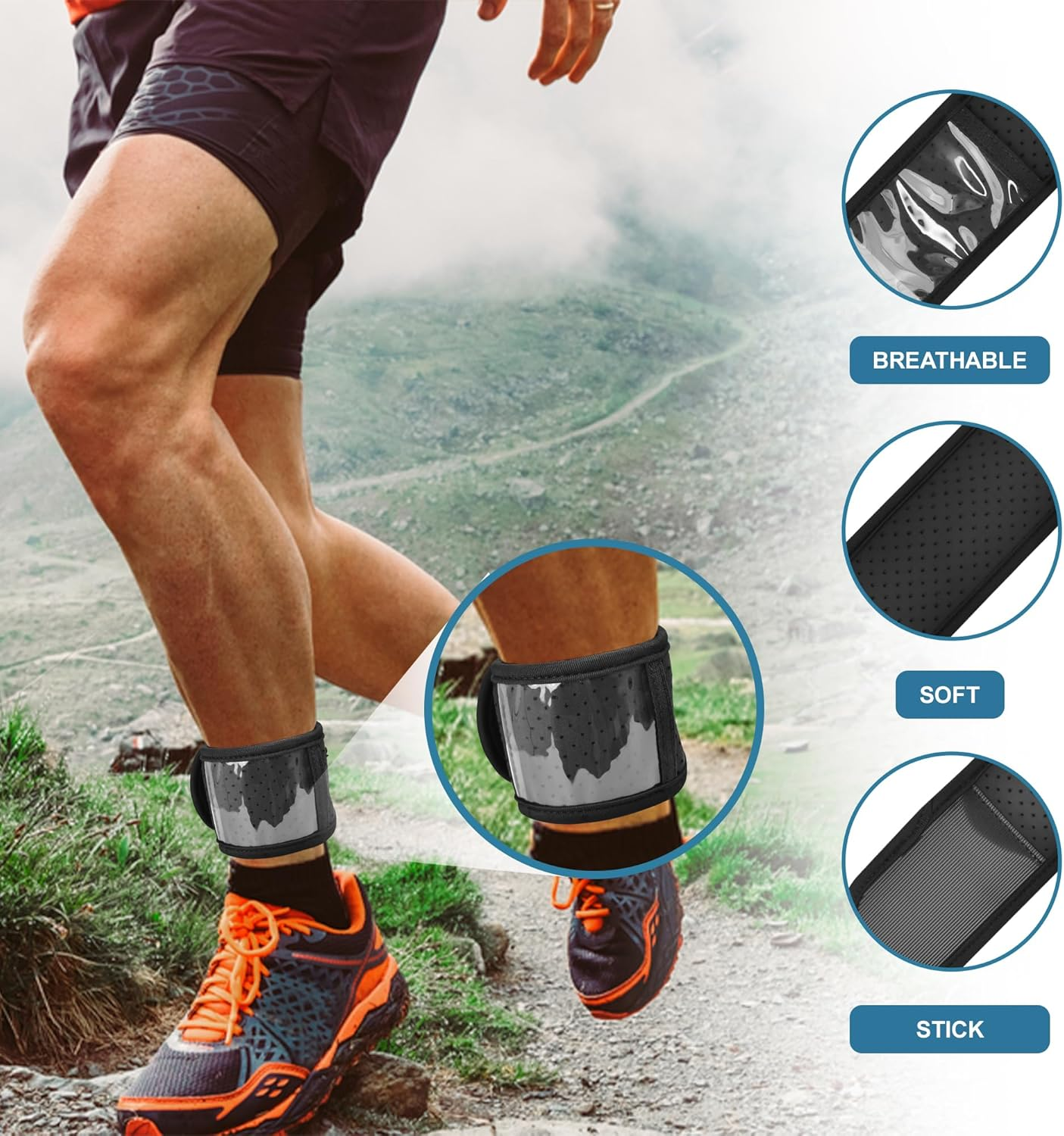 Adjustable Ankle Band for Fitness Pedometer, Soft Wear Ankle Band with Transparent Pouch for Step Counter (Steps Tracker Not Included) image number 2