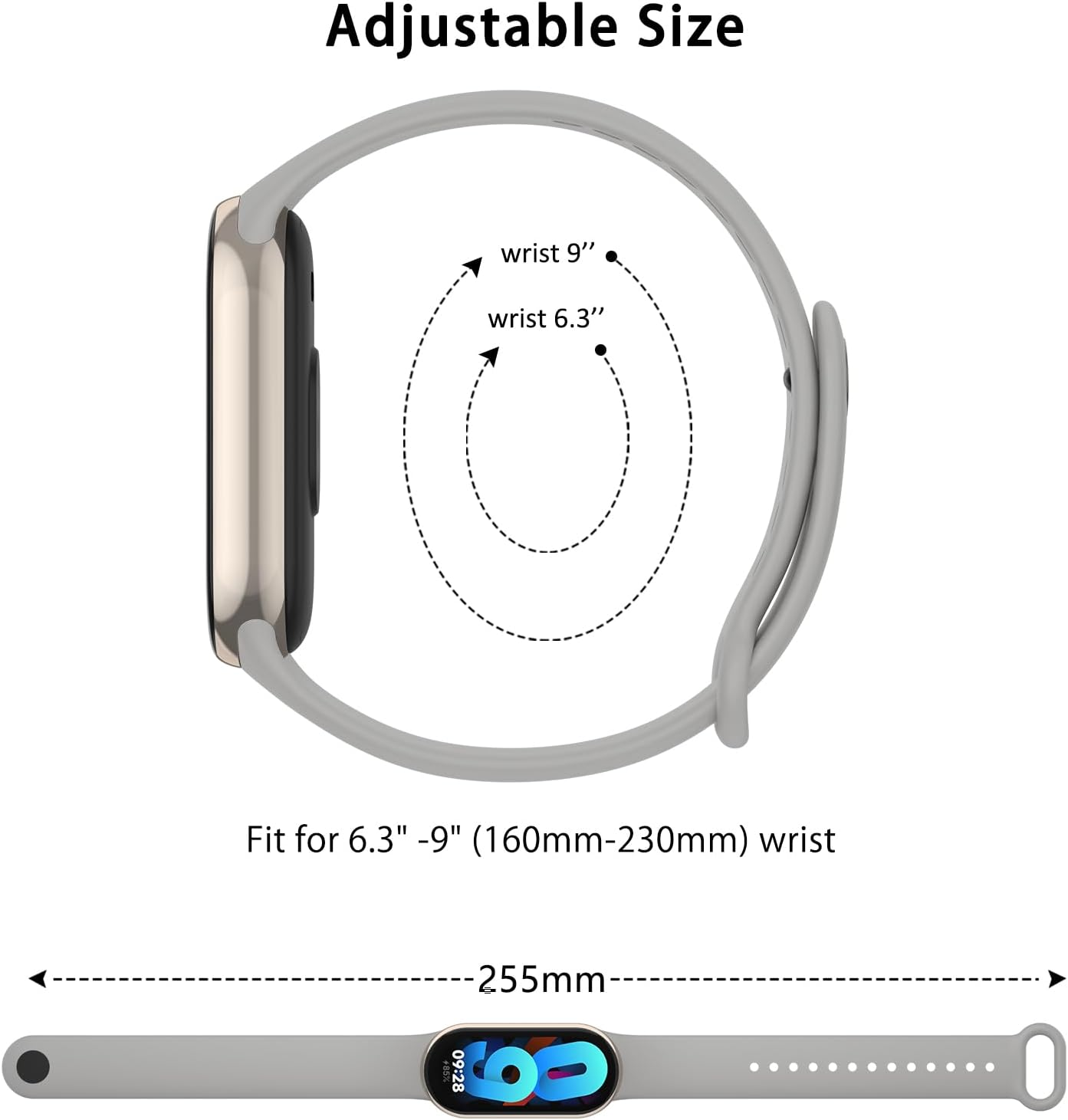 [3 Pack] Sport Straps for Xiaomi Smart Band 10/Smart Band 9 Women Men, Soft Comfortable Adjustable Replacement Sport Wriststrap for Xiaomi Mi Bands 8/9/10 image number 3