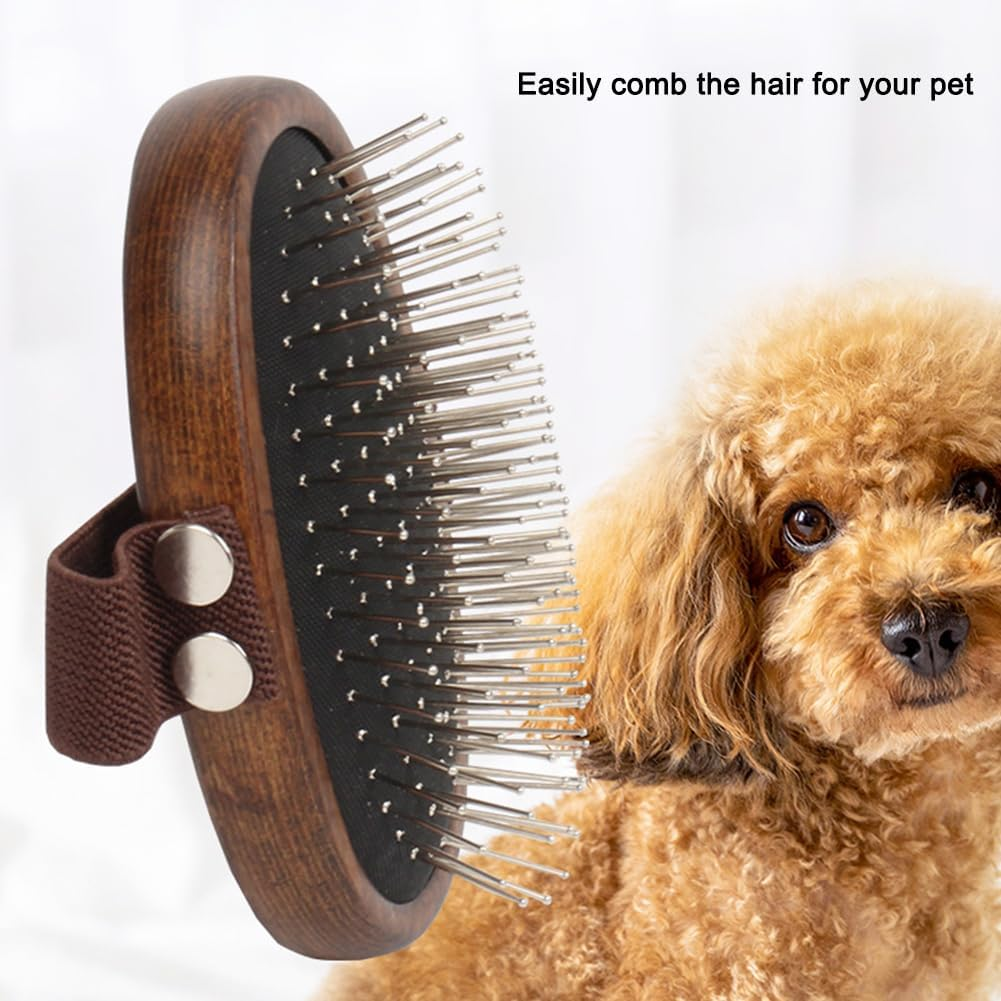 Portable Cat Dog Brush Detangling Home Metal Bristles Daily Grooming Wooden Comb image number 1