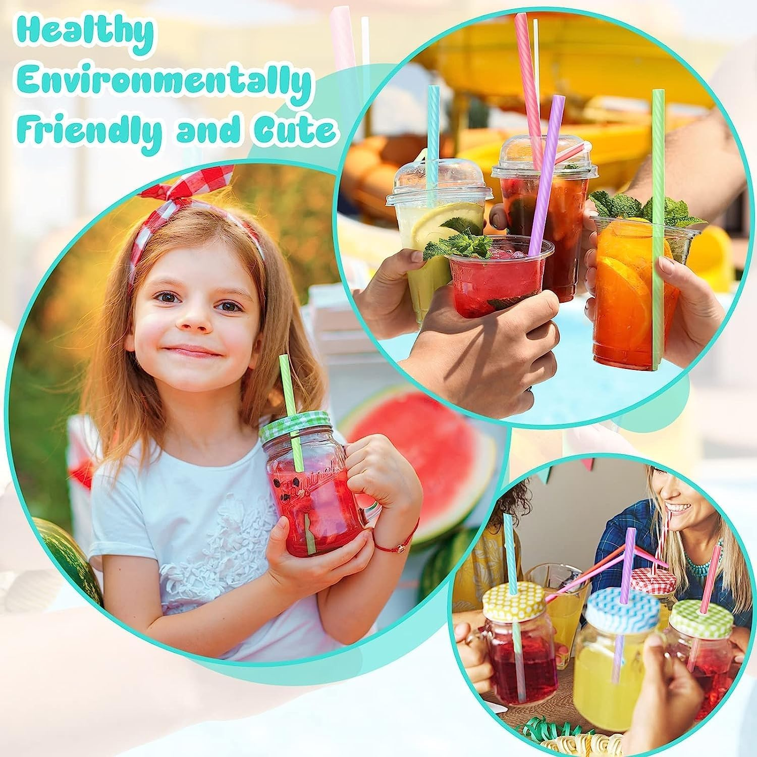 4 Set Reusable Silicone Straws with Case Foldable Portable,Travel Straws with Cleaning Brush for Party Travel Daily Cold or Hot Straws image number 1