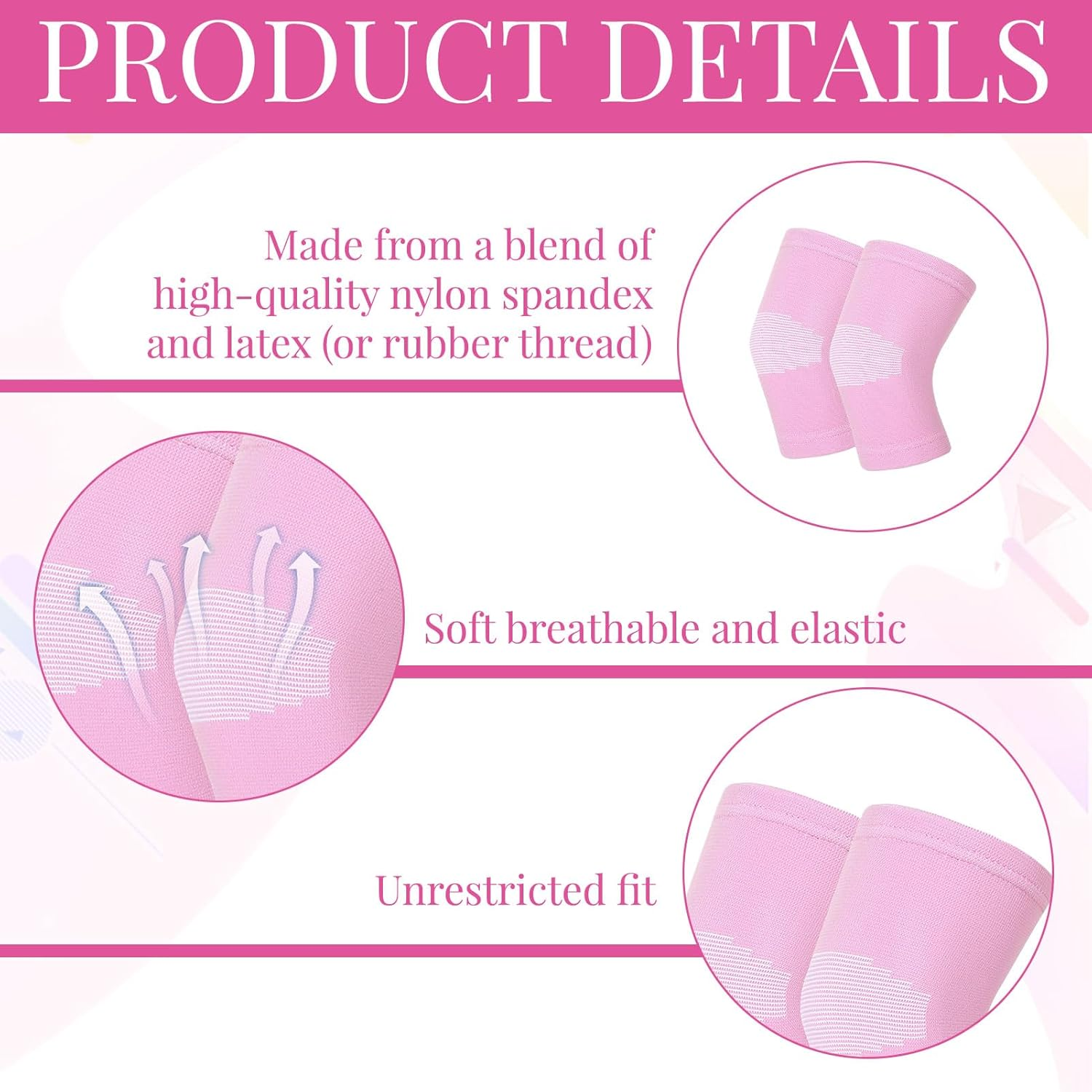 Knee Pads Kids, 2 Pcs Knee Brace, Knee Sleeves, Knee Support, Boys and Girls Compression Brace, Breathable Sleeves for Running, Dancing, Football, Volleyball, Pain Relief (7-12 Age) image number 3