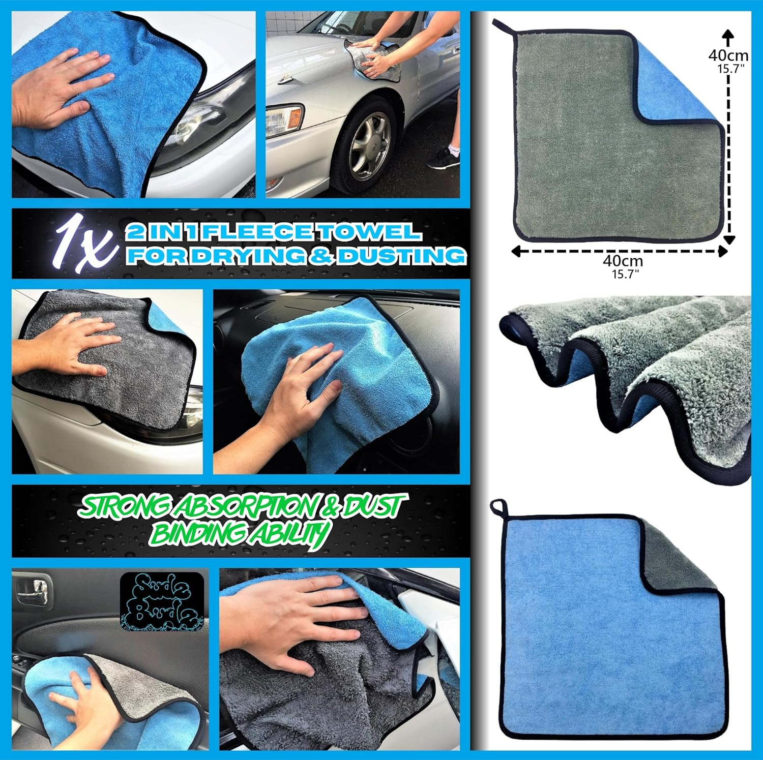 Premium Microfibre Car Wash Kit 8Pcs | Multipurpose Car Wash Mitts, Microfibre Towels Set, Wheel Brush, Detailing Brushes Set. Cleaning Kit for Exterior Washing, Interior Cleaning image number 1