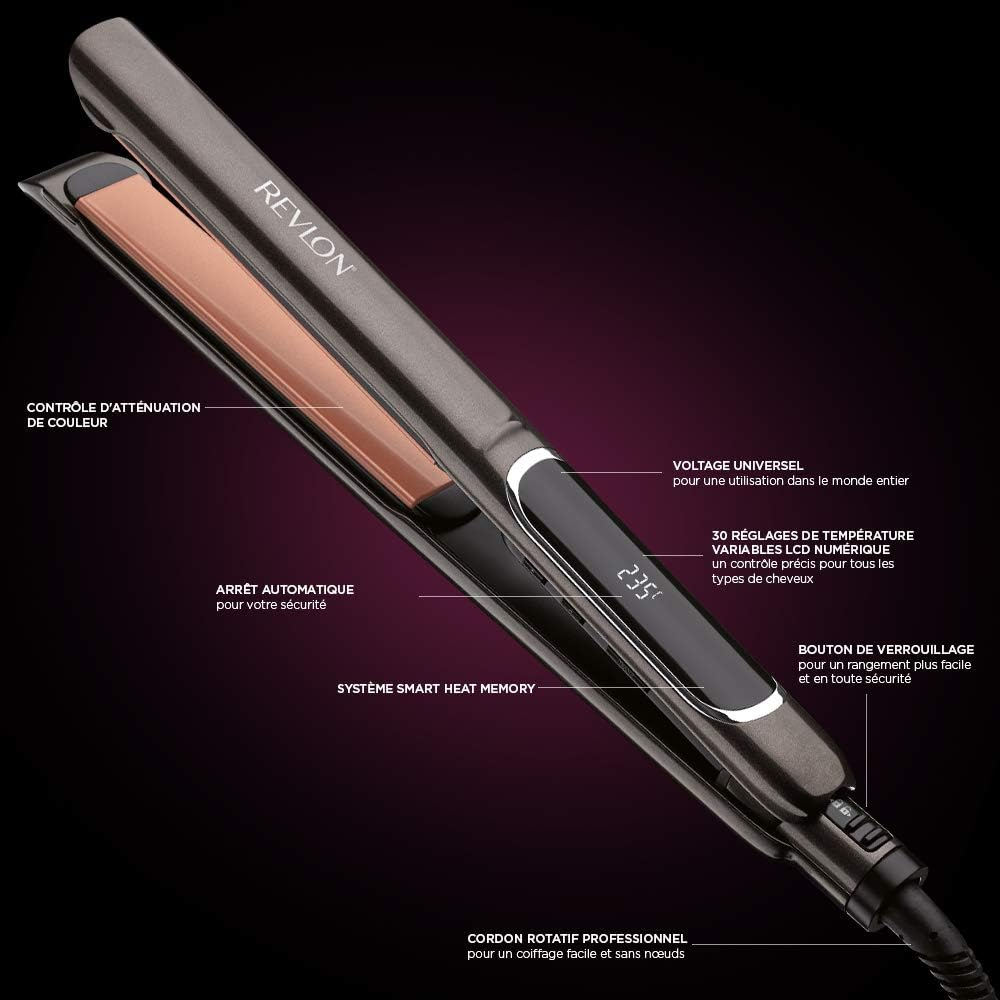 REVLON PROFESSIONAL Pro Collection Salon Straight Extra Long Copper Hair Straightener, 125 Mm, RVST2175E, Black image number 2