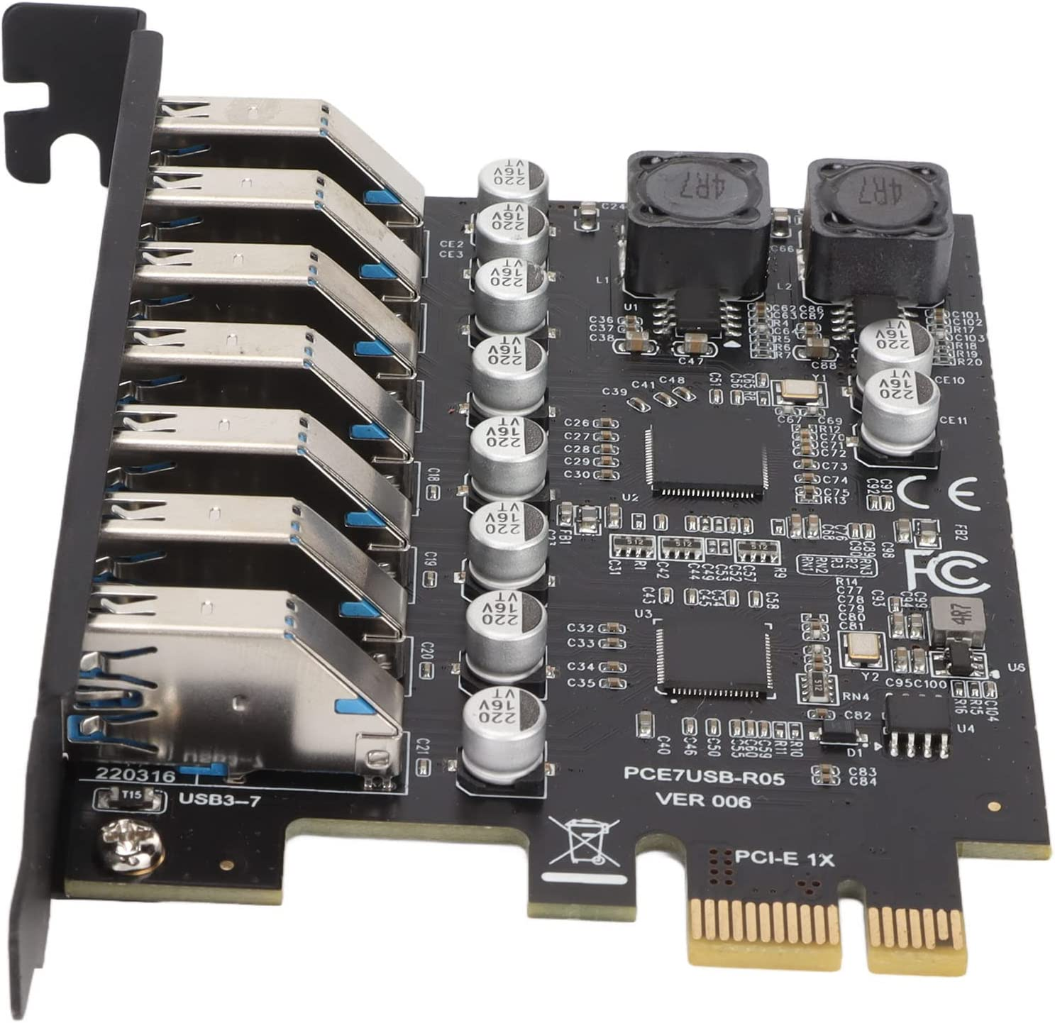 PCIE to USB 3.2 GEN1 7 Port Expansion Card, PCI Express USB Add in Card, Internal USB 3.2 GEN1 7 Port Front Expansion Card for Win XP Win 7 Win 8 Win 10 Win 11 Linux image number 6