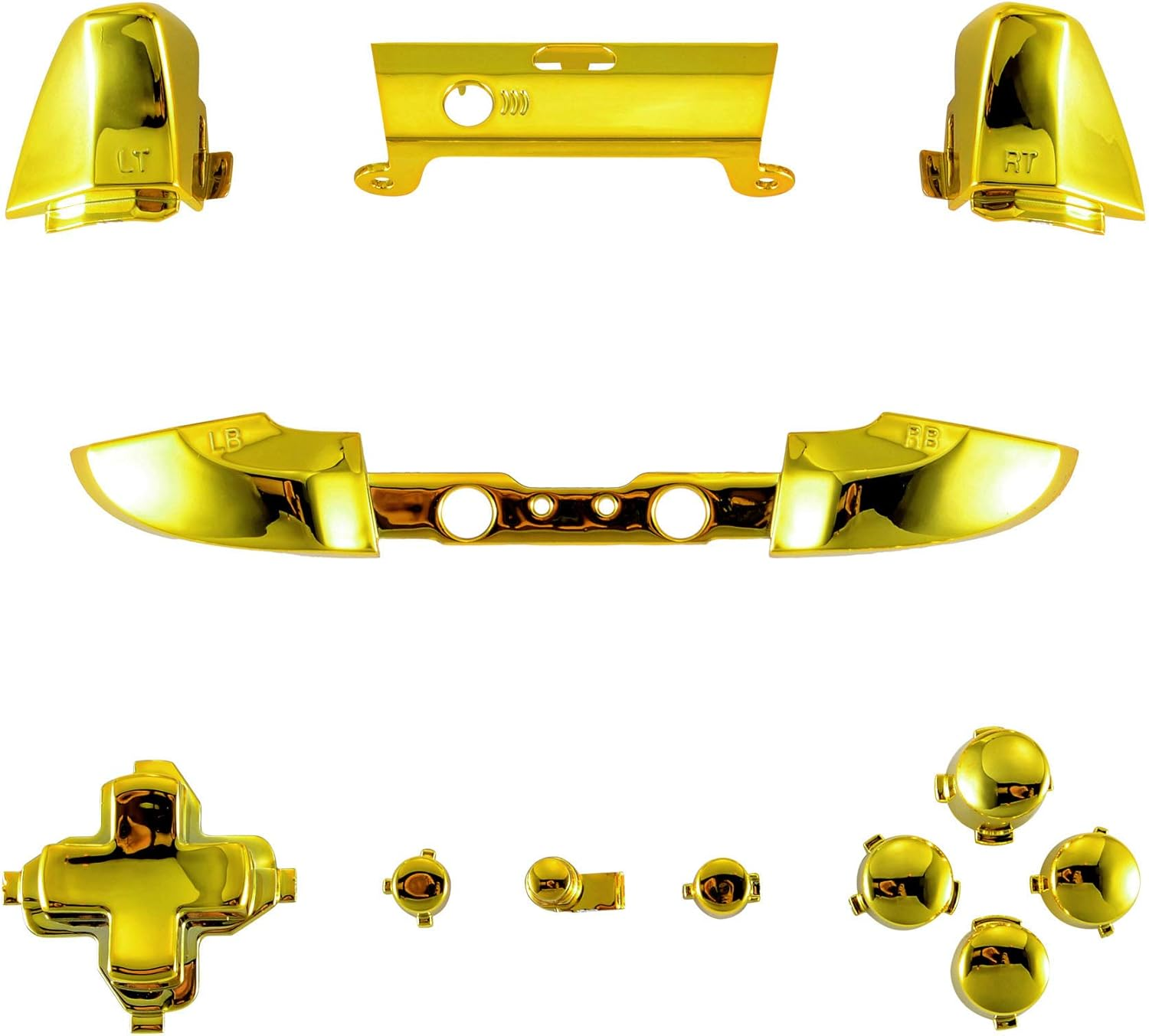 Extremerate LB RB LT RT Bumpers Triggers D-Pad ABXY Start Back Sync Buttons, Chrome Gold Full Set Buttons Repair Kits with Tools for Xbox One S & Xbox One X Controller (Model 1708) - Chrome Gold image number 6