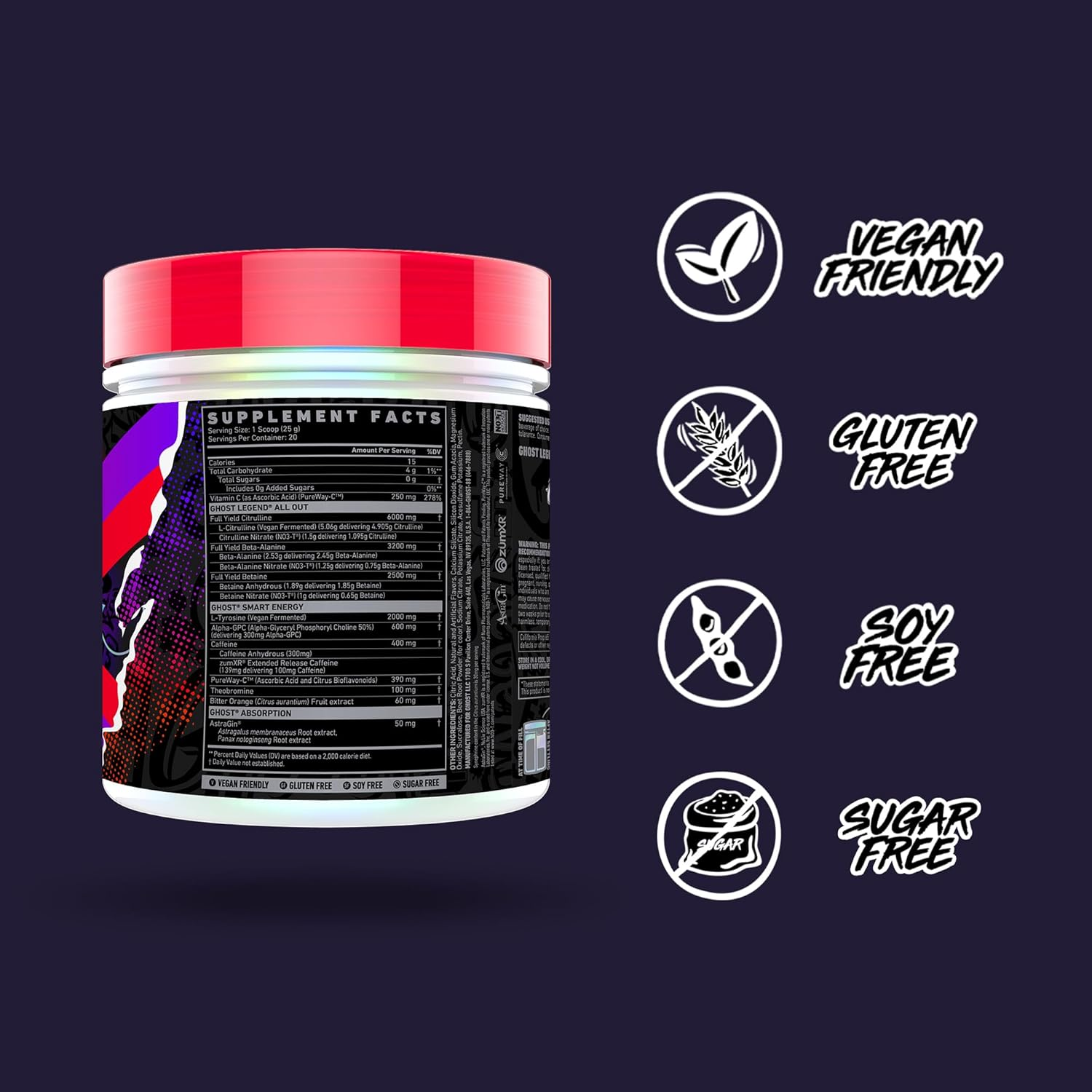 Ghost Legend All Out V2 20 Servings Pre-Workout Powder, Cherry Limeade