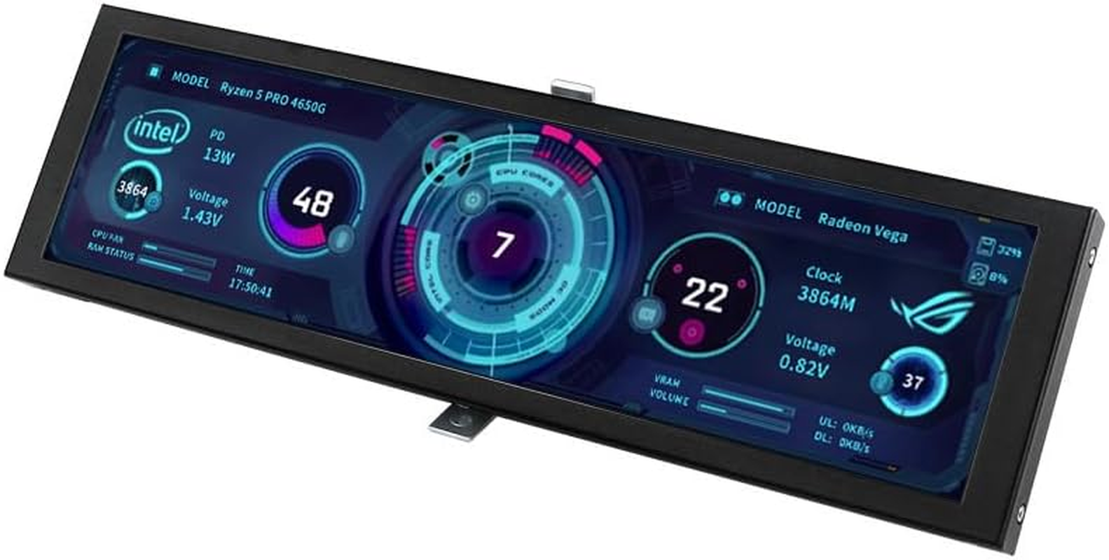 8.8 Inch IPS PC Case Screen - Internal Rotatable Secondary Display W/Standalone SD Playback, Plug and Play Aluminum Frame Monitor, Zero Performance Drain (1920X480) image number 5