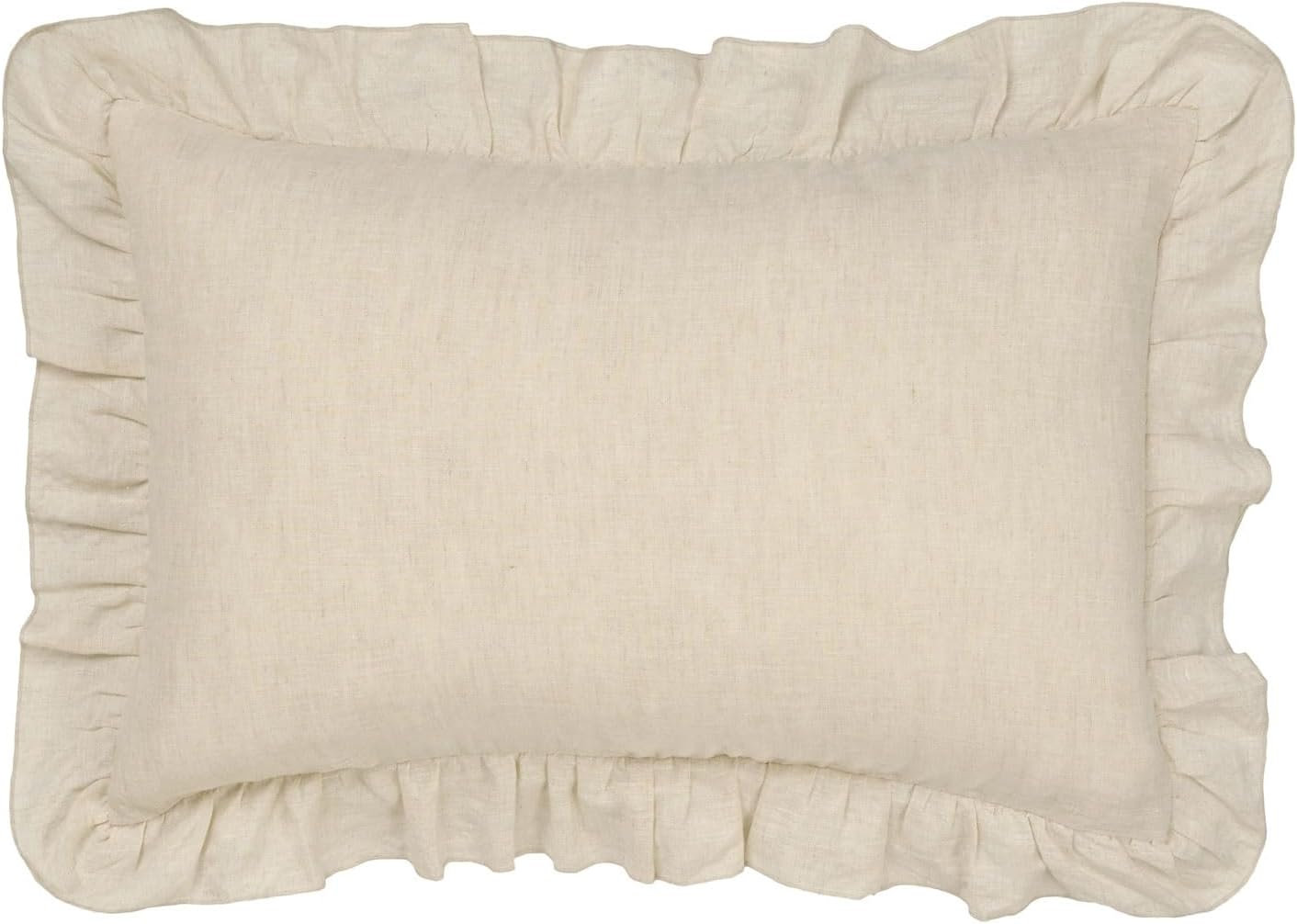 Linen House Nimes Ruffle Cushion, Natural, 40 X 60 Cm Size