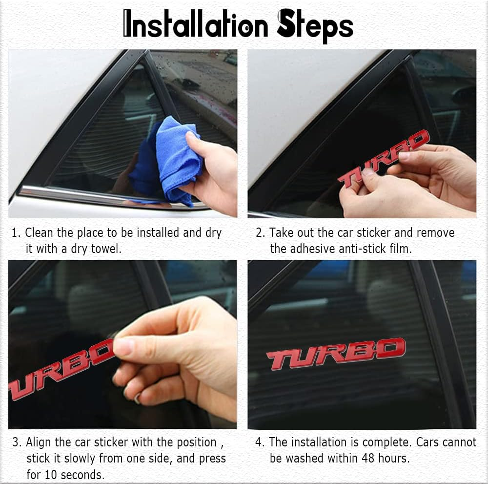 Turbo Car Emblem, 3D Metal Turbo Badge for Auto Side Body Fender Trunk, Automotive Replacement Decoration Decal Sticker, Tailgate Letter Nameplate Universal for All Vehicles Trucks SUV (Red) - Gold image number 7