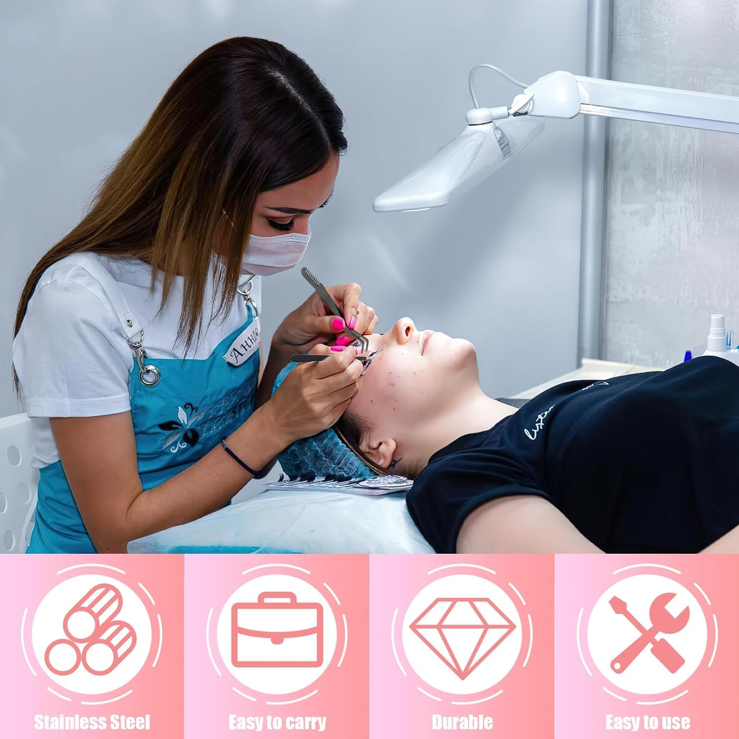 Eyelash Applicator Tool, 3 Pcs Stainless Steel Lash Tweezers, Lash Applicator Tool for Girls, Women, Makeup Artists (Black) image number 4